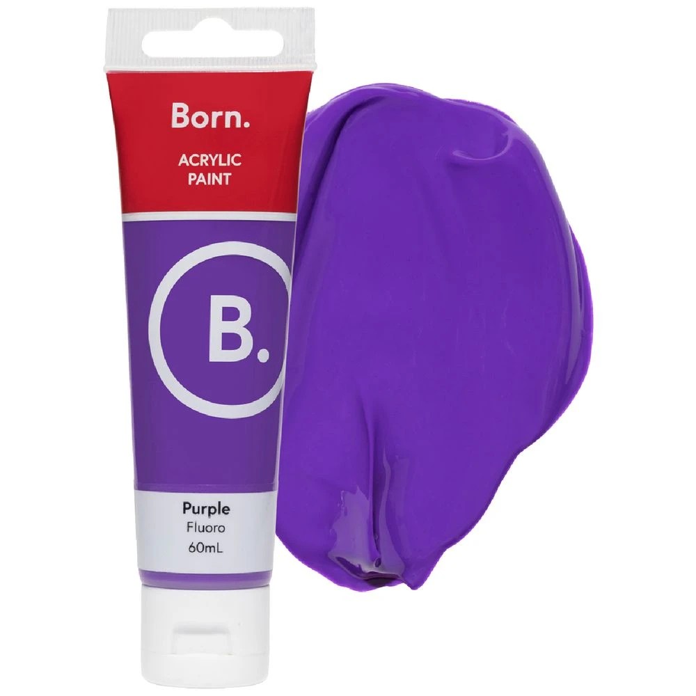 1 Born Acrylic Paint 60mL Fluoro Purple, 1 of 3