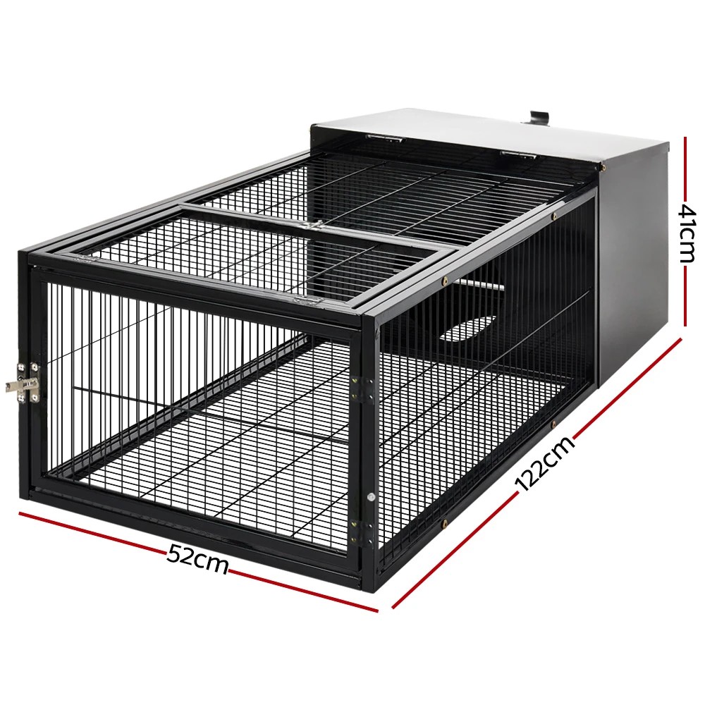 2 i.Pet Rabbit Cage 122x52cm Hutch Enclosure Carrier Metal - Black, 2 of 6