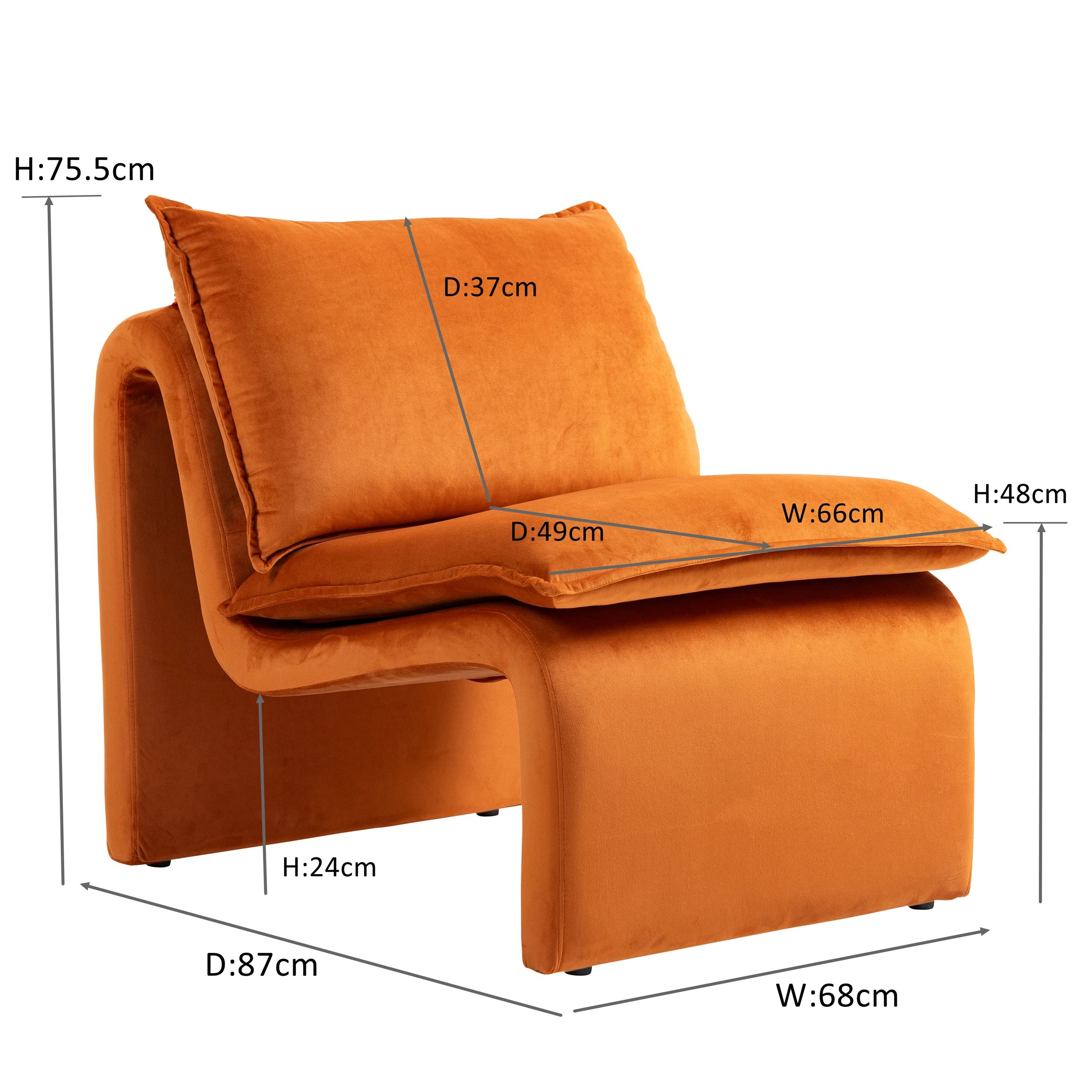 10 IHOMDEC Stylish Single Accent Sofa Chair - Orange - Orange, 10 of 10