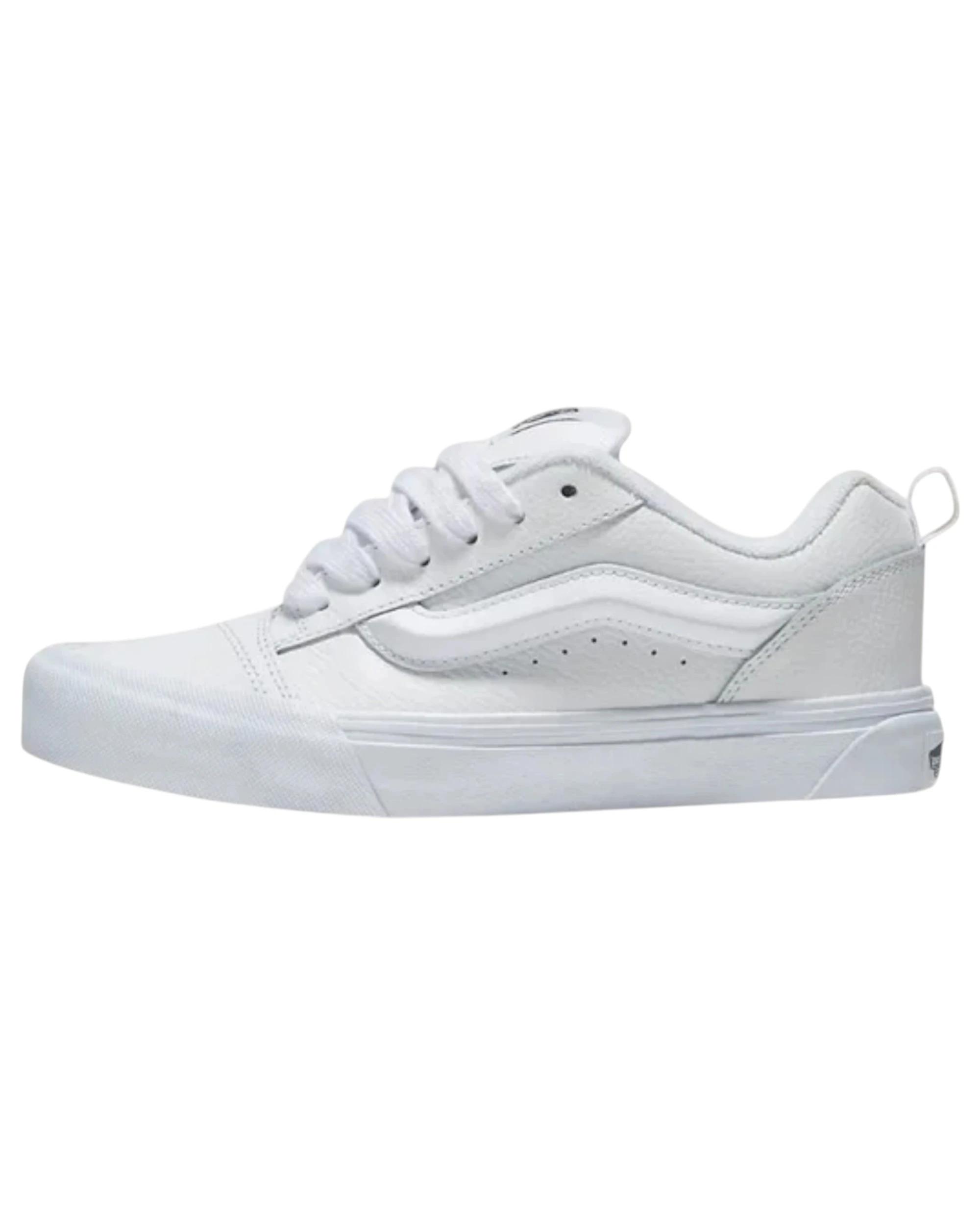 2 Vans Mens Knu Skool Low Top Leather True White Lace Up Shoes WHITE, 2 of 4