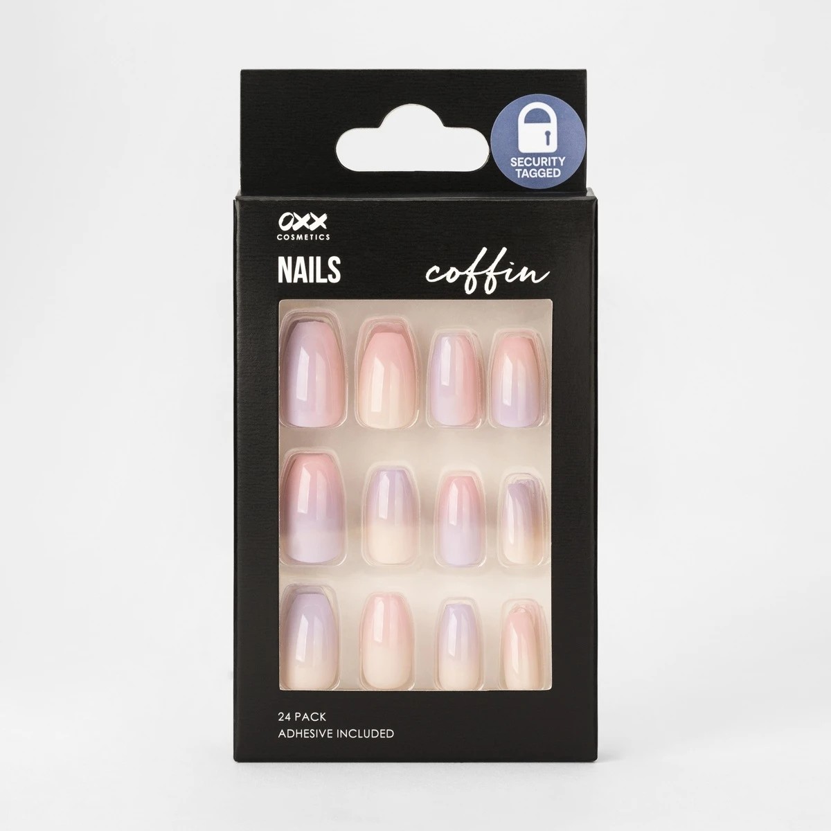1 OXX Cosmetics 24 Pack False Nails with Adhesive - Coffin Shape, Purple Ombre, 1 of 5