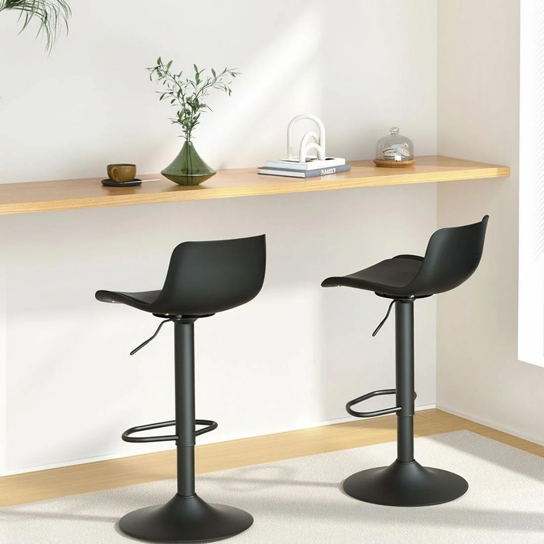 3 Artiss 4x Bar Stools Padded Seat Gas Lift - Black, 3 of 5