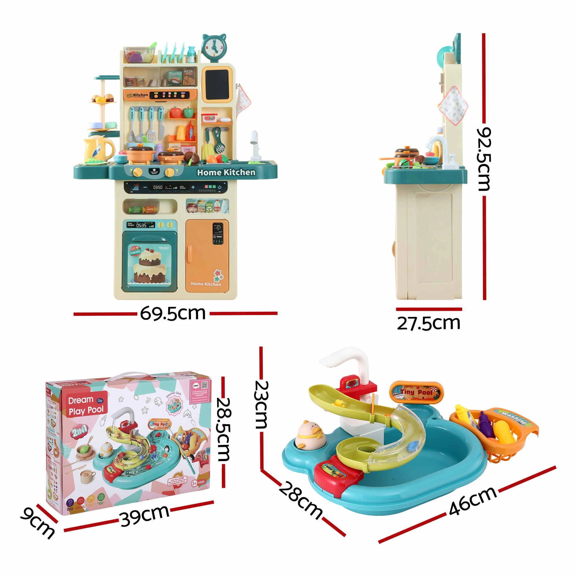 3 Keezi 2 Piece Kids Pretend Kitchen Playset Water Toys Fishing Game - Multi, 3 of 9
