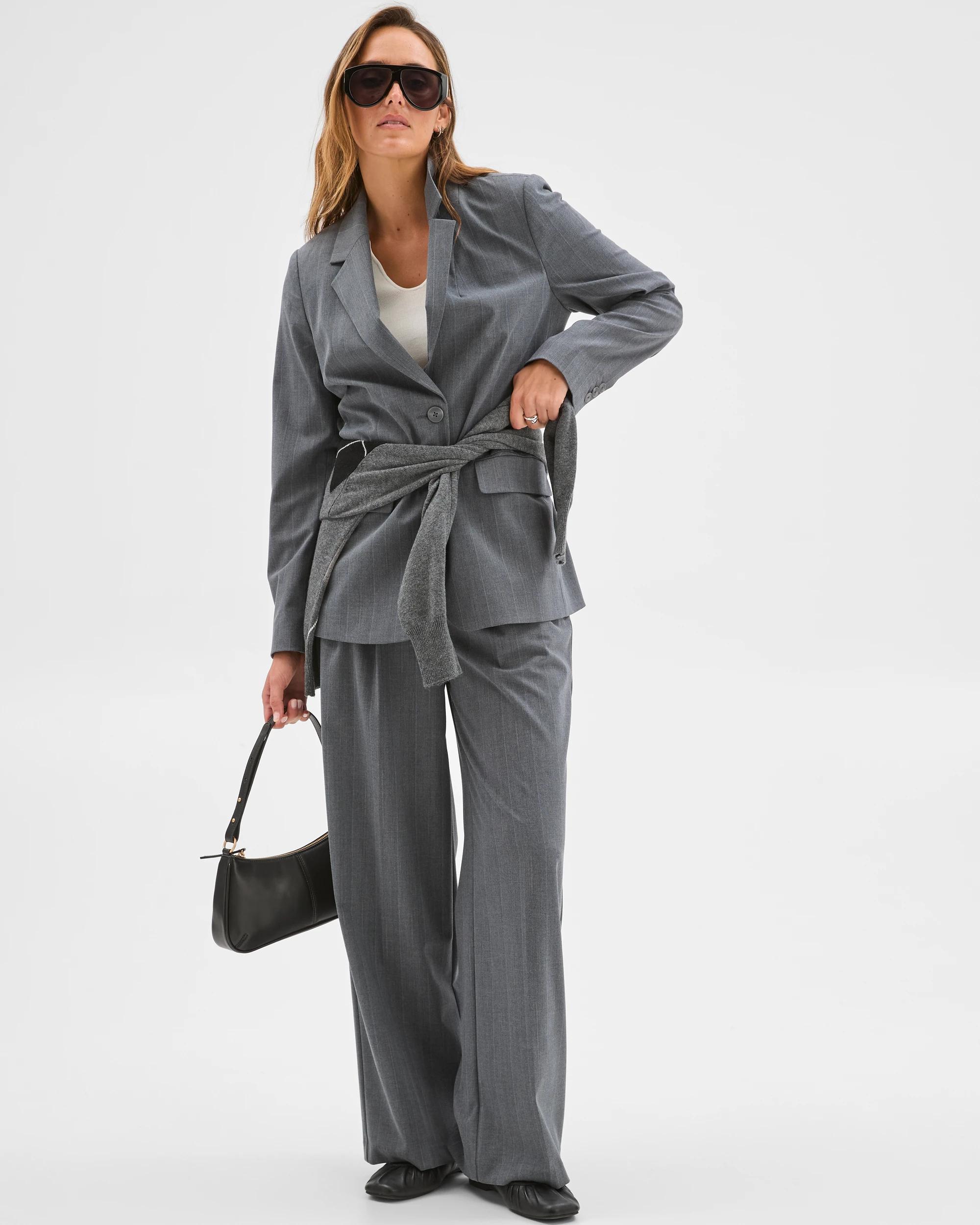 2 Preview Single Breasted Tailored Blazer GREY PINSTRIPE, 2 of 10
