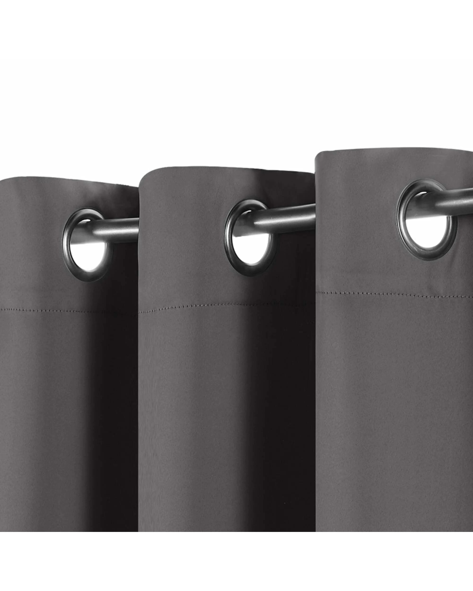 3 Smarcute Blockout Grommet Solid Curtain - 2X 132x183cm - Charcoal, 3 of 4