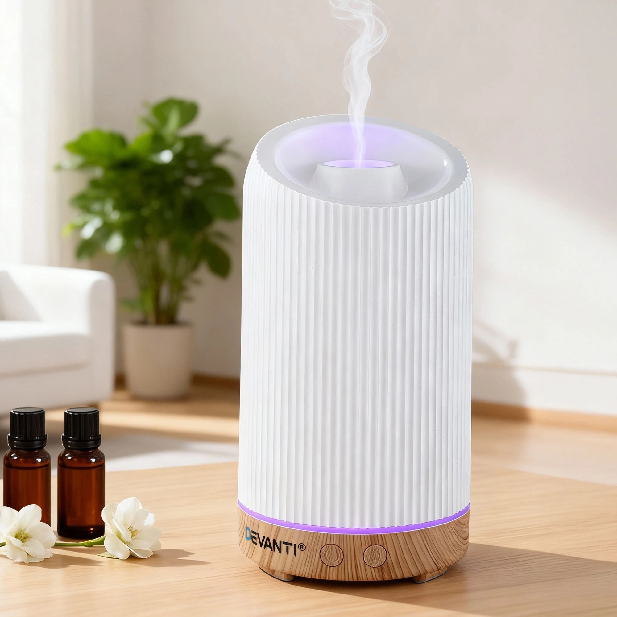 9 Devanti Ultrasonic Aroma Diffuser Aromatherapy 200ml LED Lights Iron Humidifier - Multi, 9 of 9