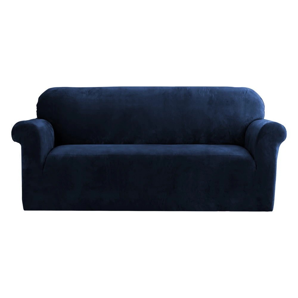 1 Artiss Sofa Cover Couch Covers 3 Seater Velvet Sapphire - Blue, 1 of 6