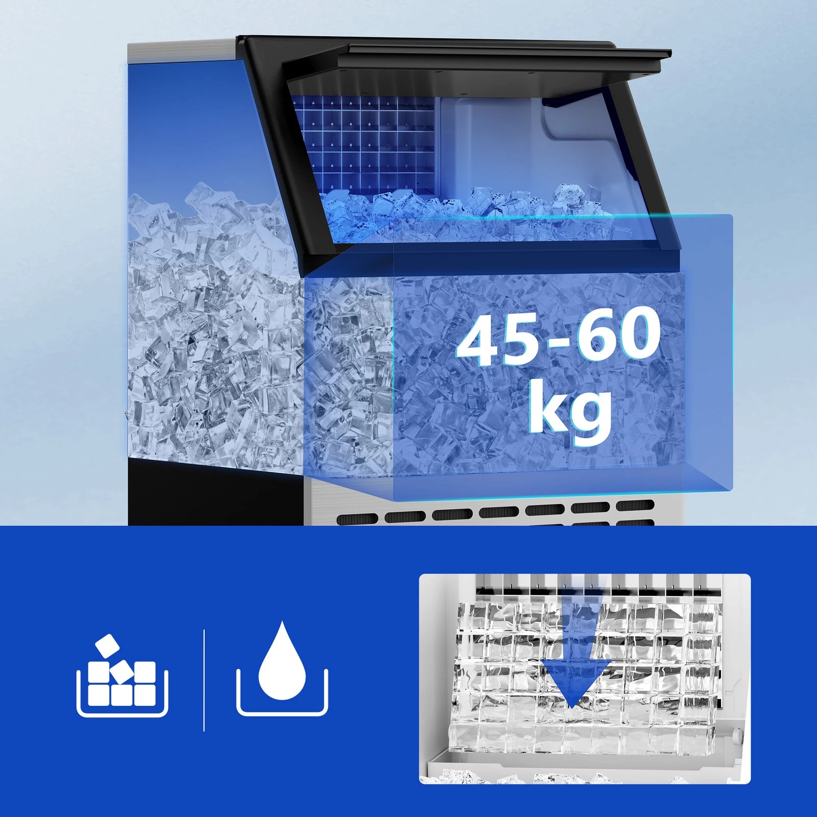 7 Alfordson Commercial Ice Maker Machine 45kg Ice Cube Stainless Steel - Black, 7 of 10