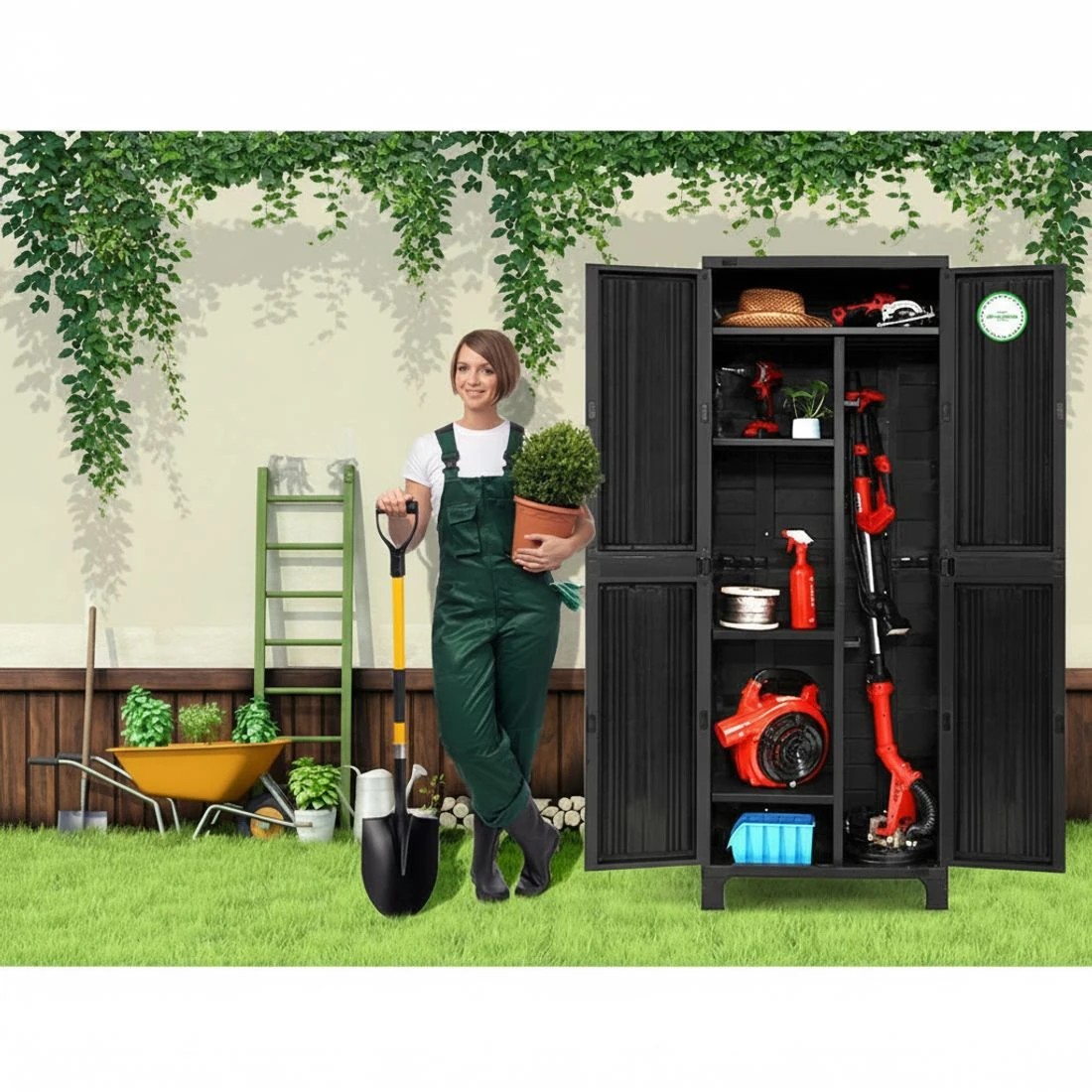 6 Gardeon Outdoor Storage Cabinet Box 173cm - Black, 6 of 8