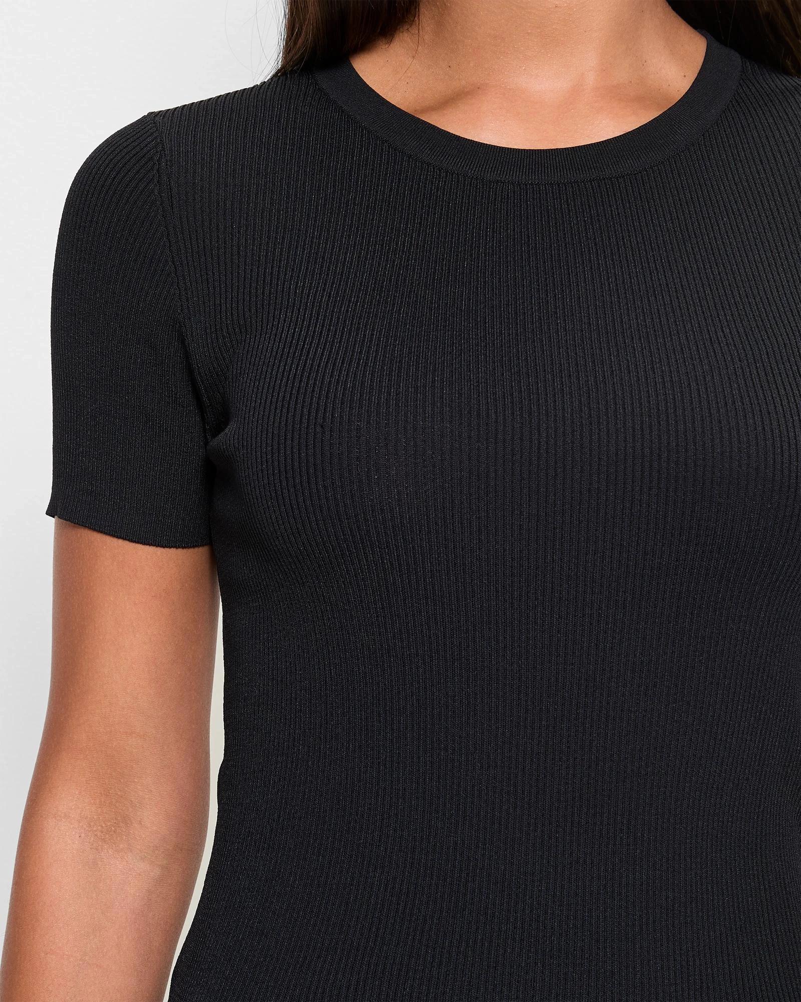 5 Ultimate Ribbed Knit T-Shirt - Preview BLACK, 5 of 5
