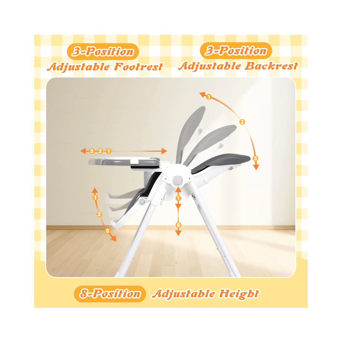 7 Advwin 3-in-1 Folding Baby High Chair Gray, 7 of 9