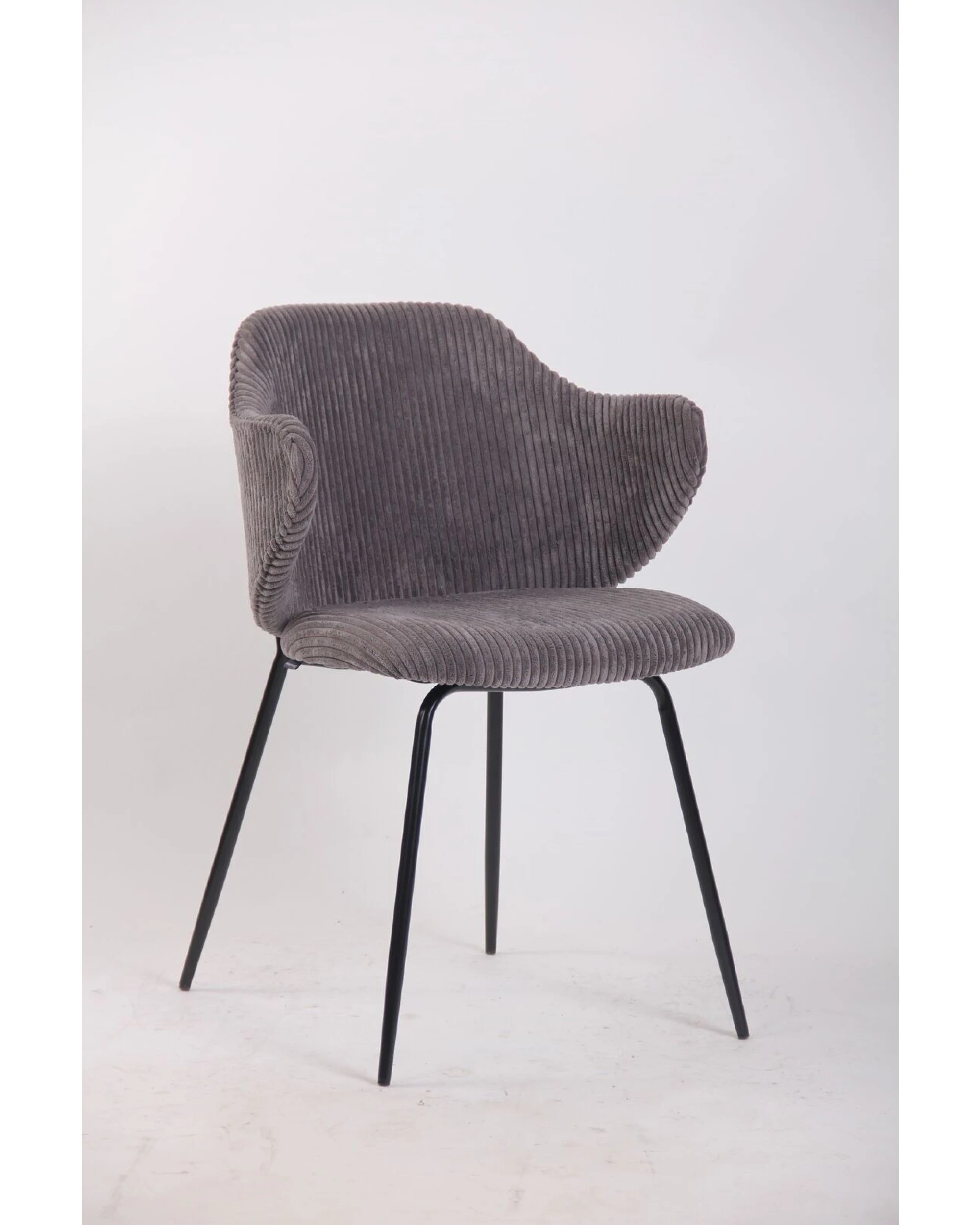 4 BR Home Set of 6 Dining Chairs with Corduroy Fabric in Dark Grey, 4 of 6