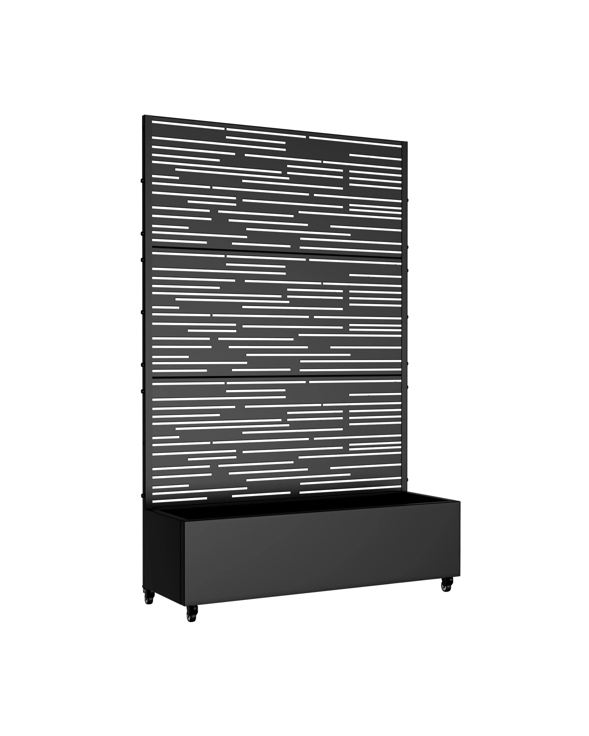 OAKORY 180cm Metal Planter Box with Privacy Screen and Lockable Wheels ...
