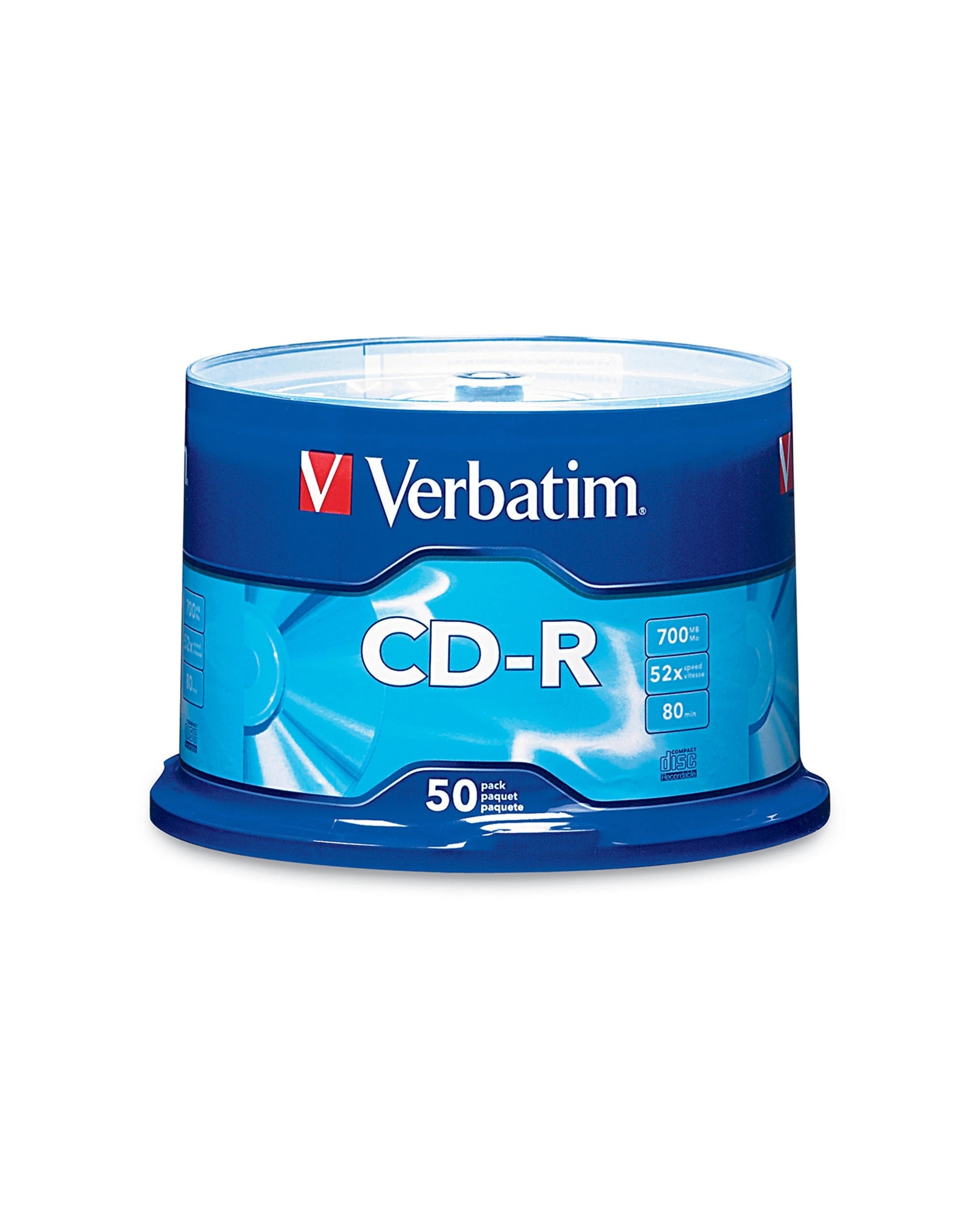 1 Verbatim 50PK CD-R 700MB 52x Speed Blank Discs With Spindle Case - Blue, 1 of 1