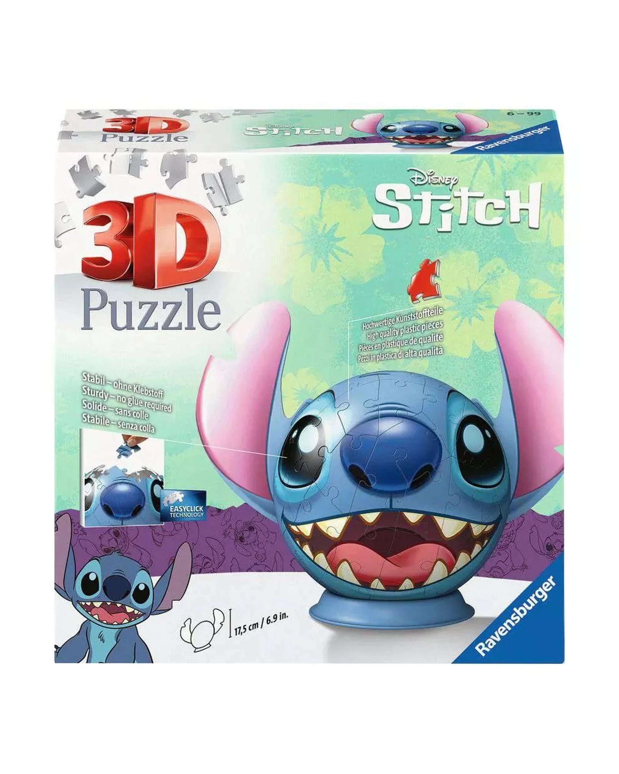 1 Ravensburger Disney Stitch Stitch with Ears 3D Puzzleball 72 Piece Jigsaw Puzzle, 1 of 5