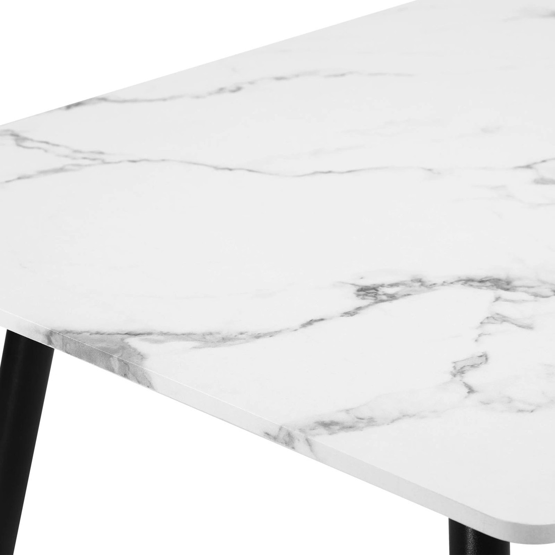7 Oikiture 120cm Dining Table Rectangle Wooden Table With Marble Effect Metal Legs
 - Multi, 7 of 8