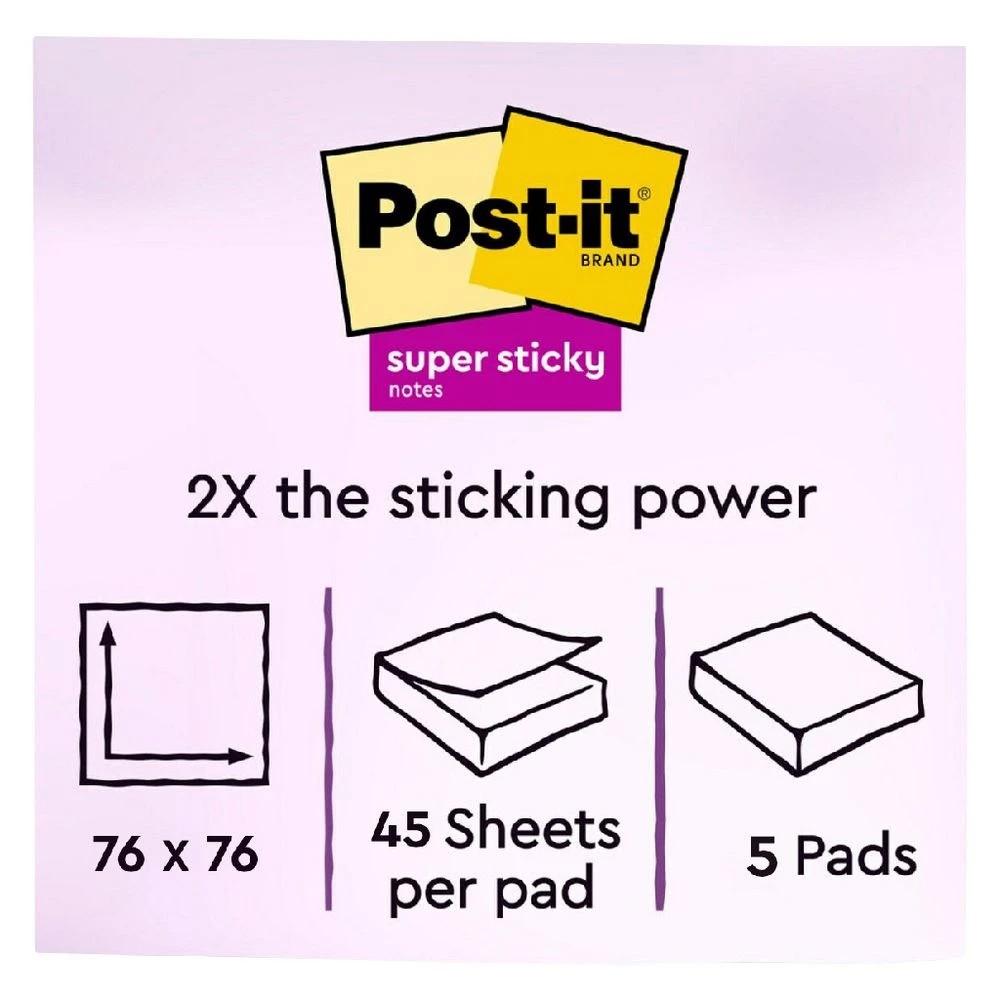 7 Post-it Super Sticky Notes 76 x 76mm Energy Boost 5 Pack, 7 of 9