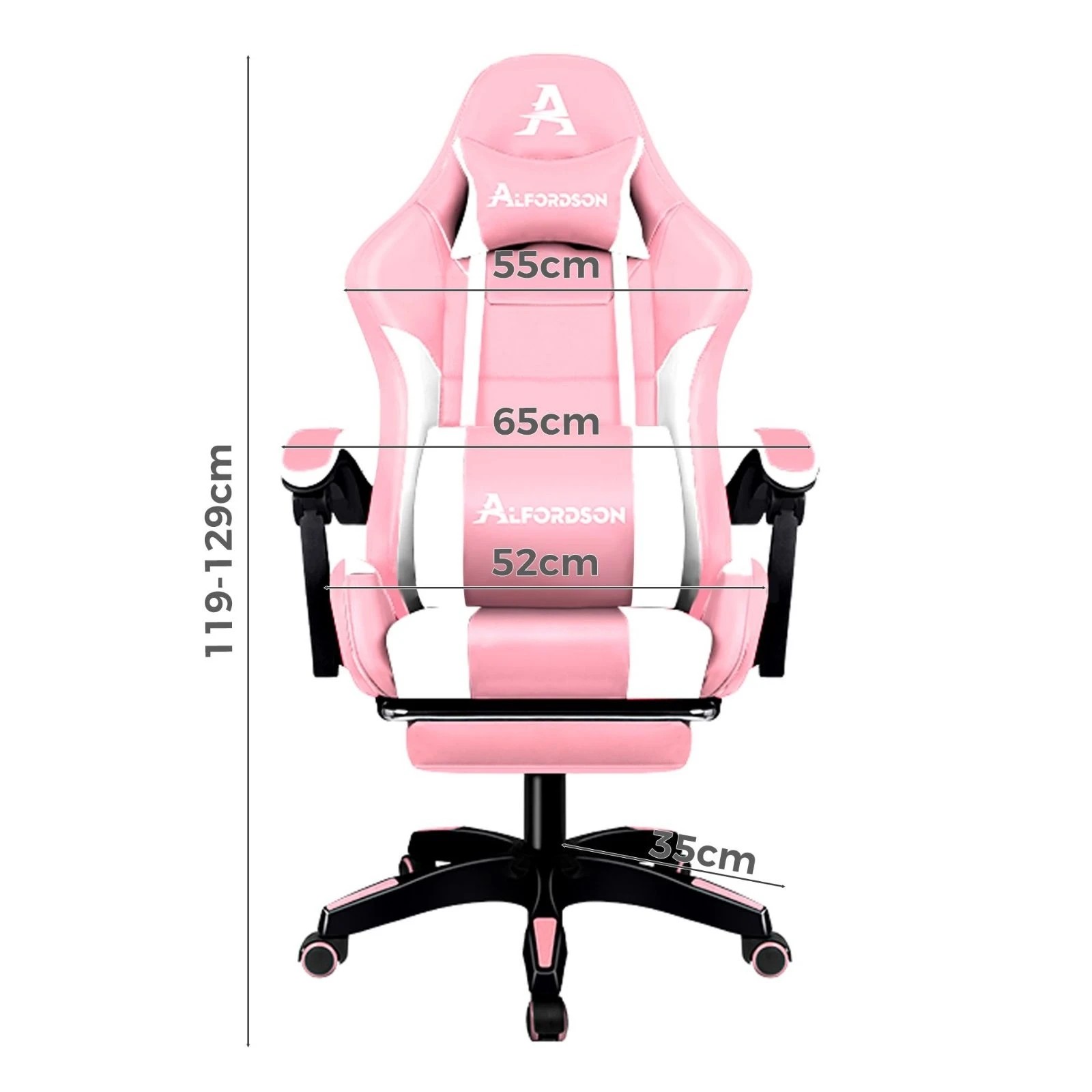 3 Alfordson Gaming Office Chair Extra Large Pillow Racing Executive Footrest Seat - Pink, 3 of 10