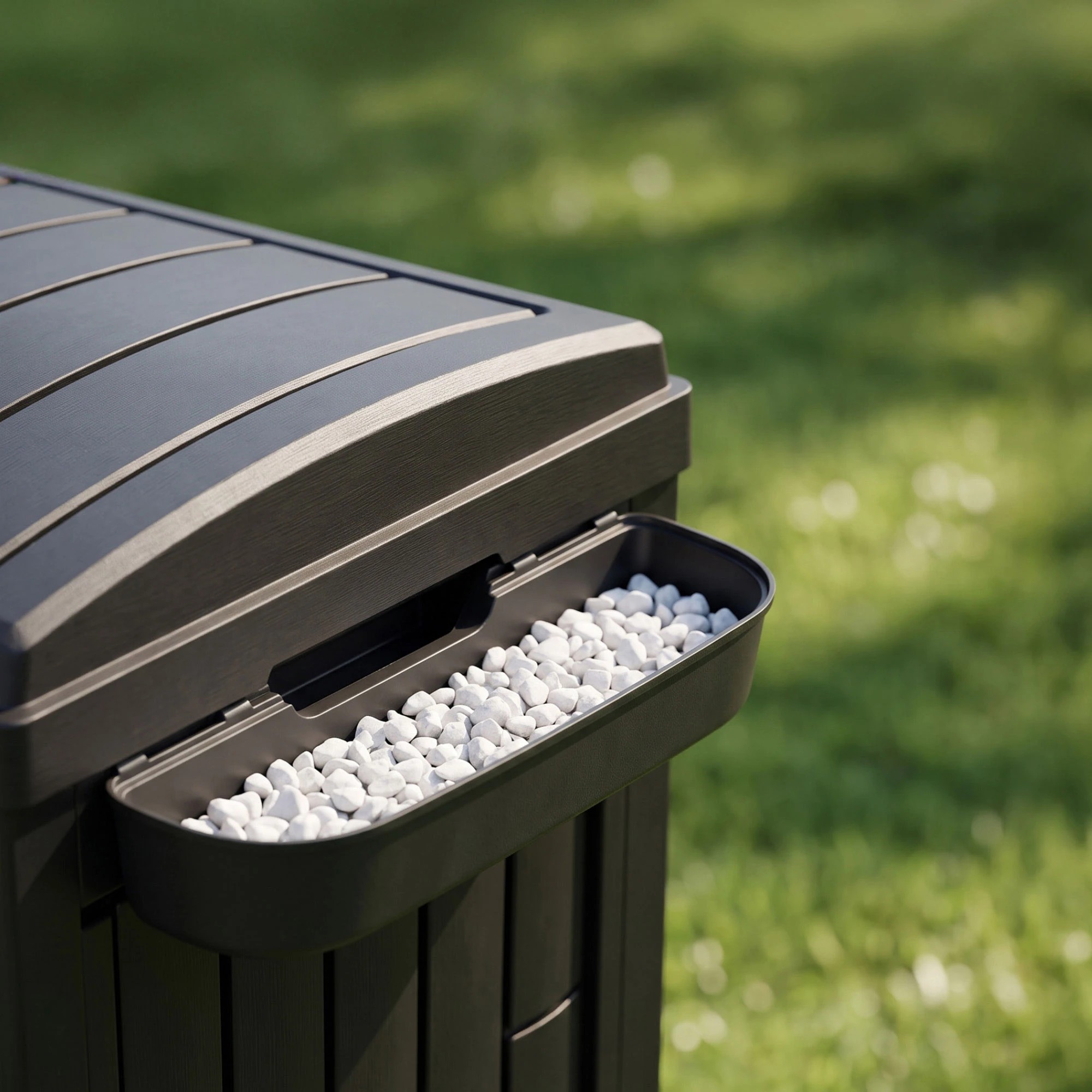 5 Gardeon Outdoor Trash Cans Polypropylene Patio Hideaway Bin 110L Black - Black, 5 of 8