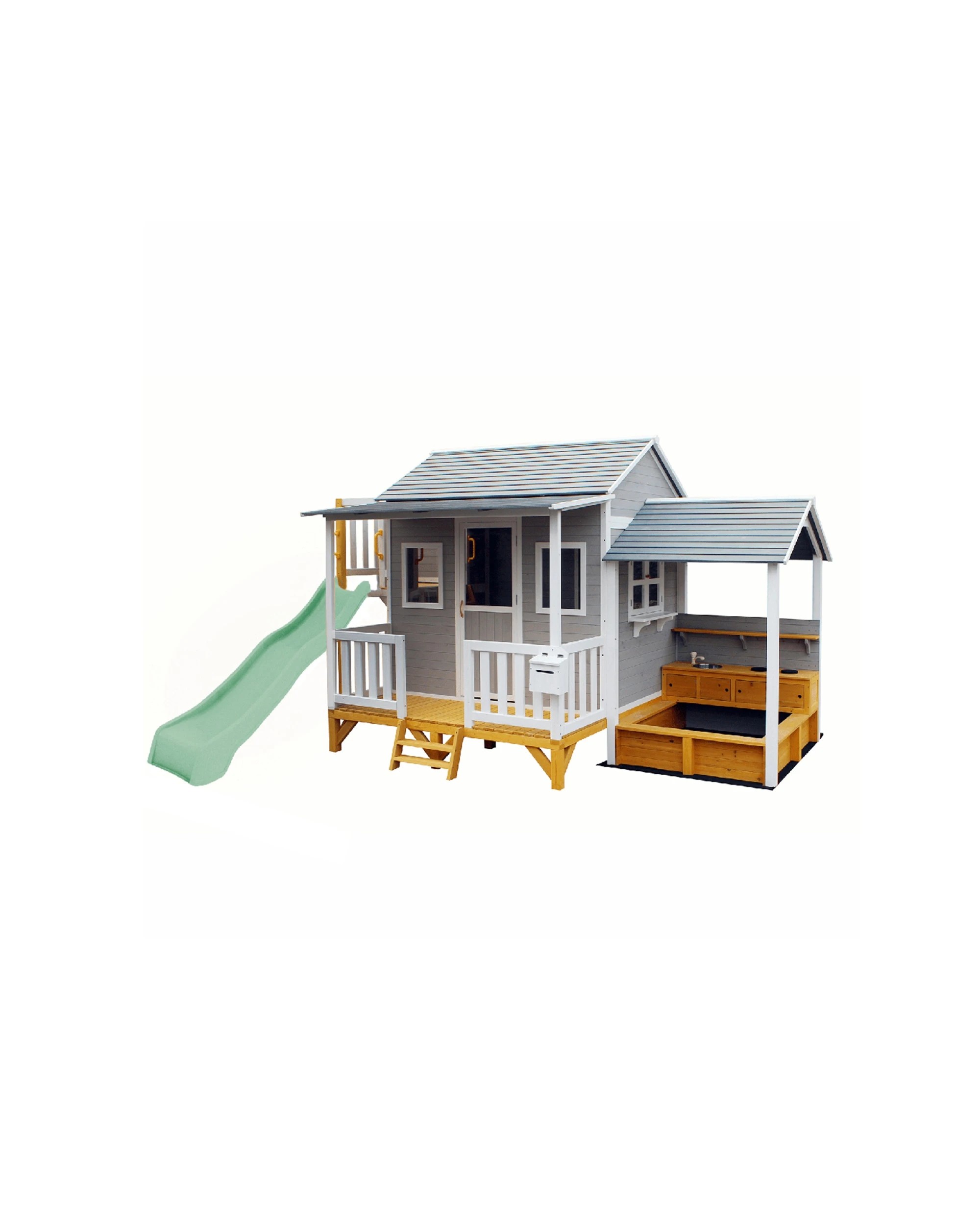 1 KIDZSHACK Delightful Kids Wooden Cubby House Mud Kitchen Slide Fort 3y+ - Green, 1 of 3