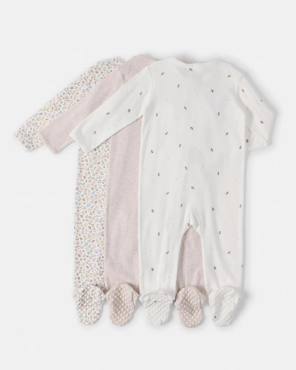 2 3 Pack Australian Cotton Coveralls Wht Florl, 2 of 5