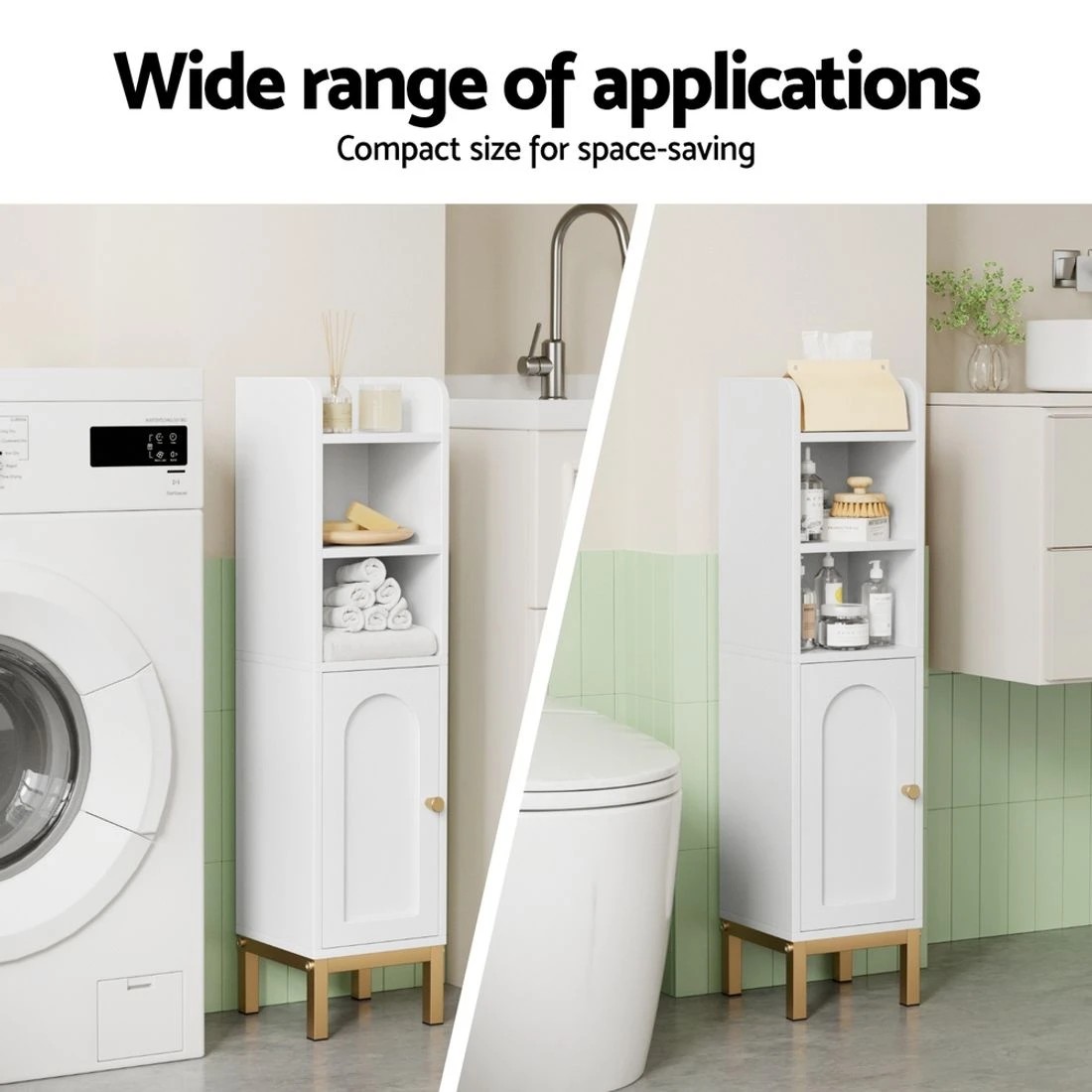 8 Artiss Bathroom Storage Cabinet Floor Organizer Toilet Corner Adjustable Shelf with Door - White, 8 of 8