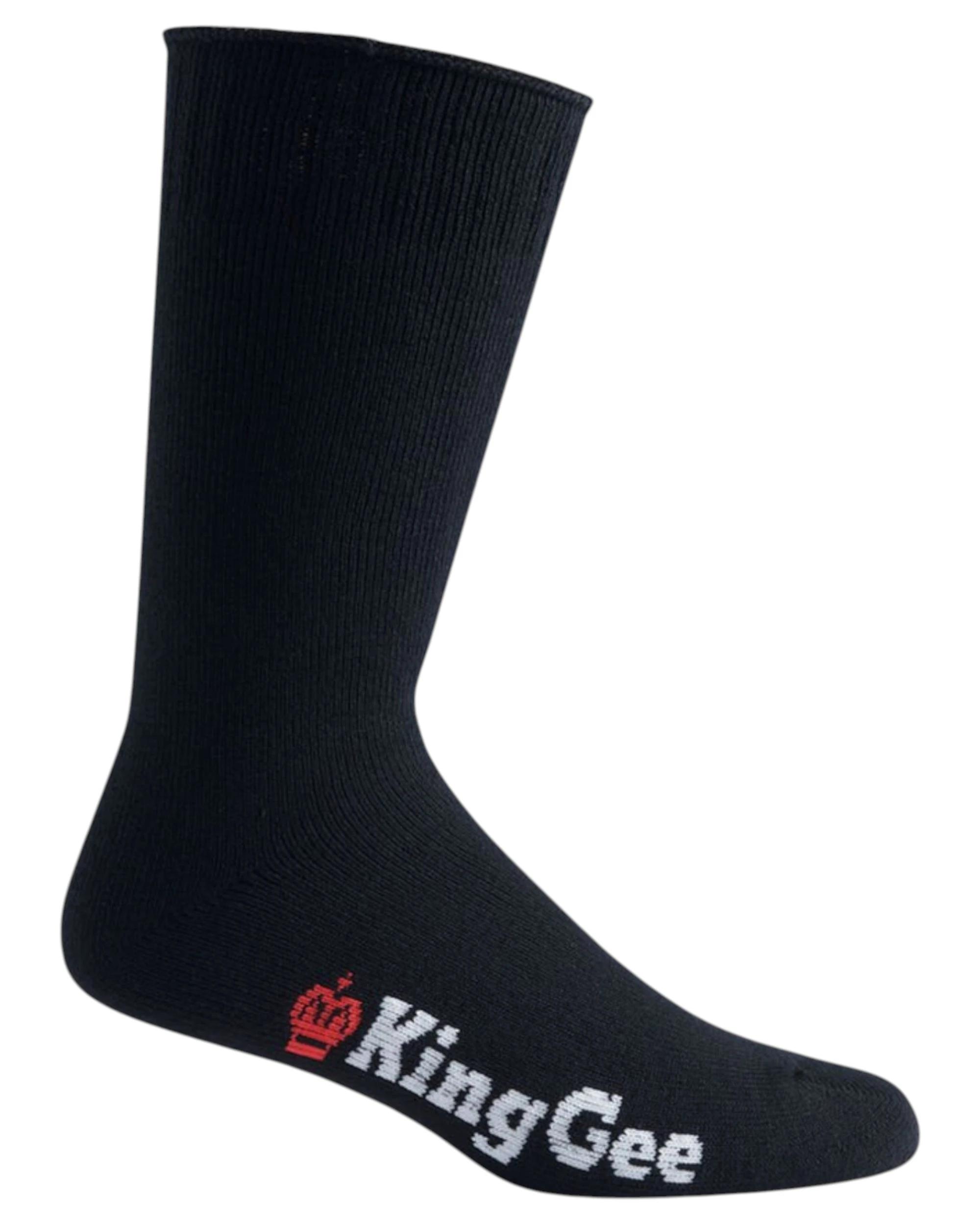 3 KingGee 3 Pairs Men's Bamboo Black Work Socks BLACK, 3 of 3