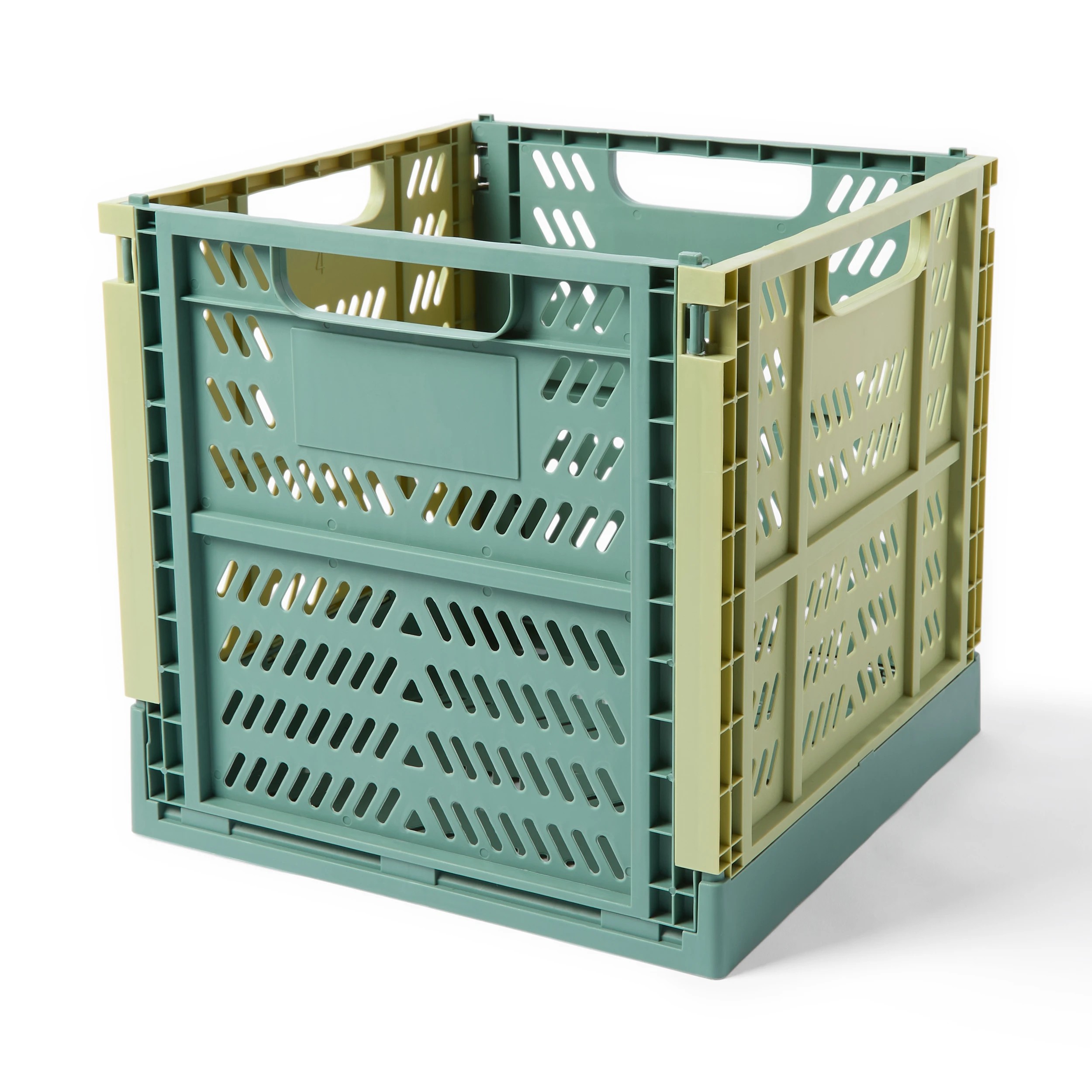 1 Square Collapsible Crate - Green, 1 of 5