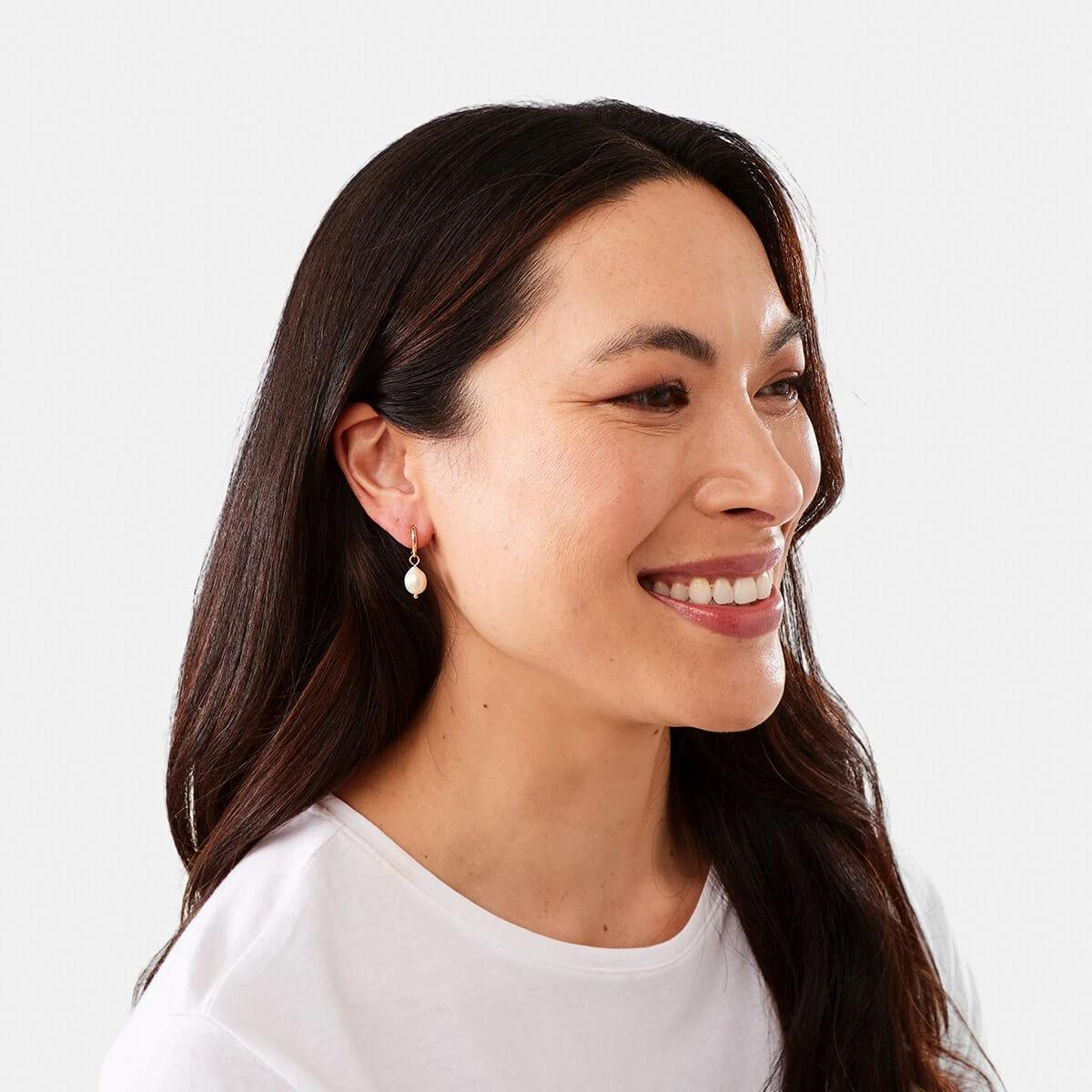 3 Sterling Silver Pearl Drop Earrings Gold, 3 of 5