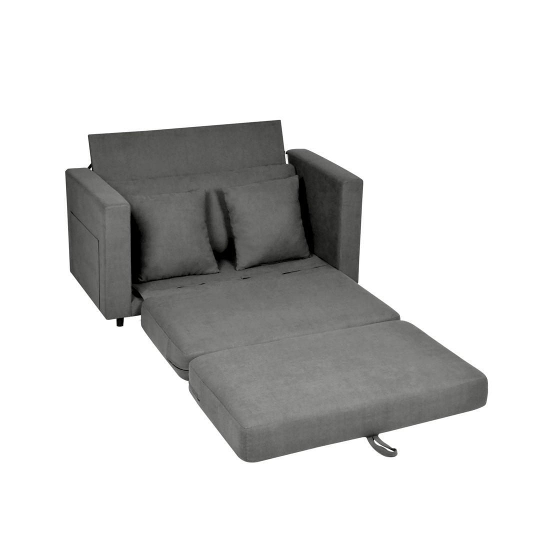 6 Advwin 130cm 2 in 1 Convertible Sofa Bed w/ Side Pocket & Pillows Folding Loveseat Sleeper Fold Out Linen Floor Couch, 6 of 9