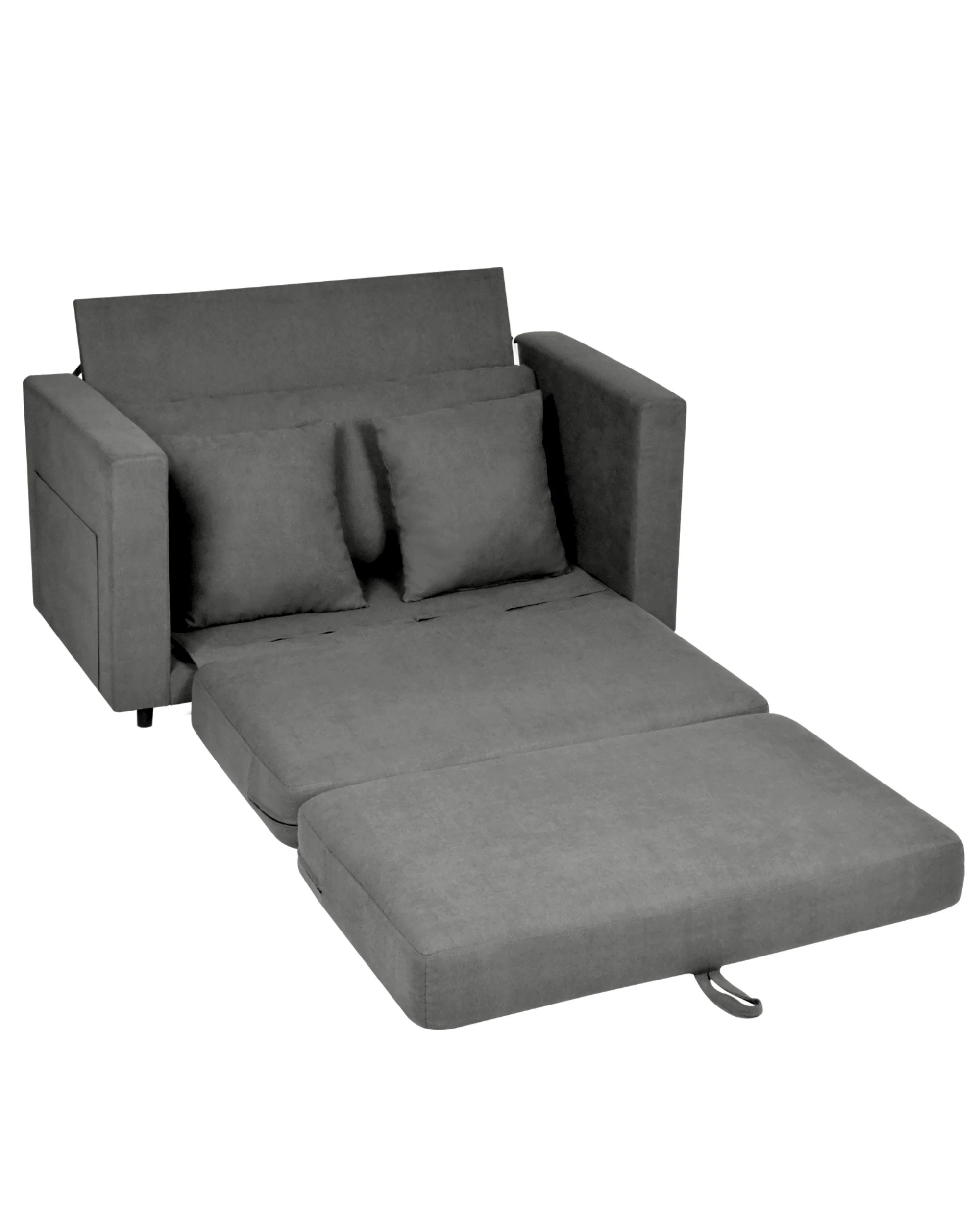 6 Advwin 130cm 2 in 1 Convertible Sofa Bed w/ Side Pocket & Pillows Folding Loveseat Sleeper Fold Out Linen Floor Couch, 6 of 9