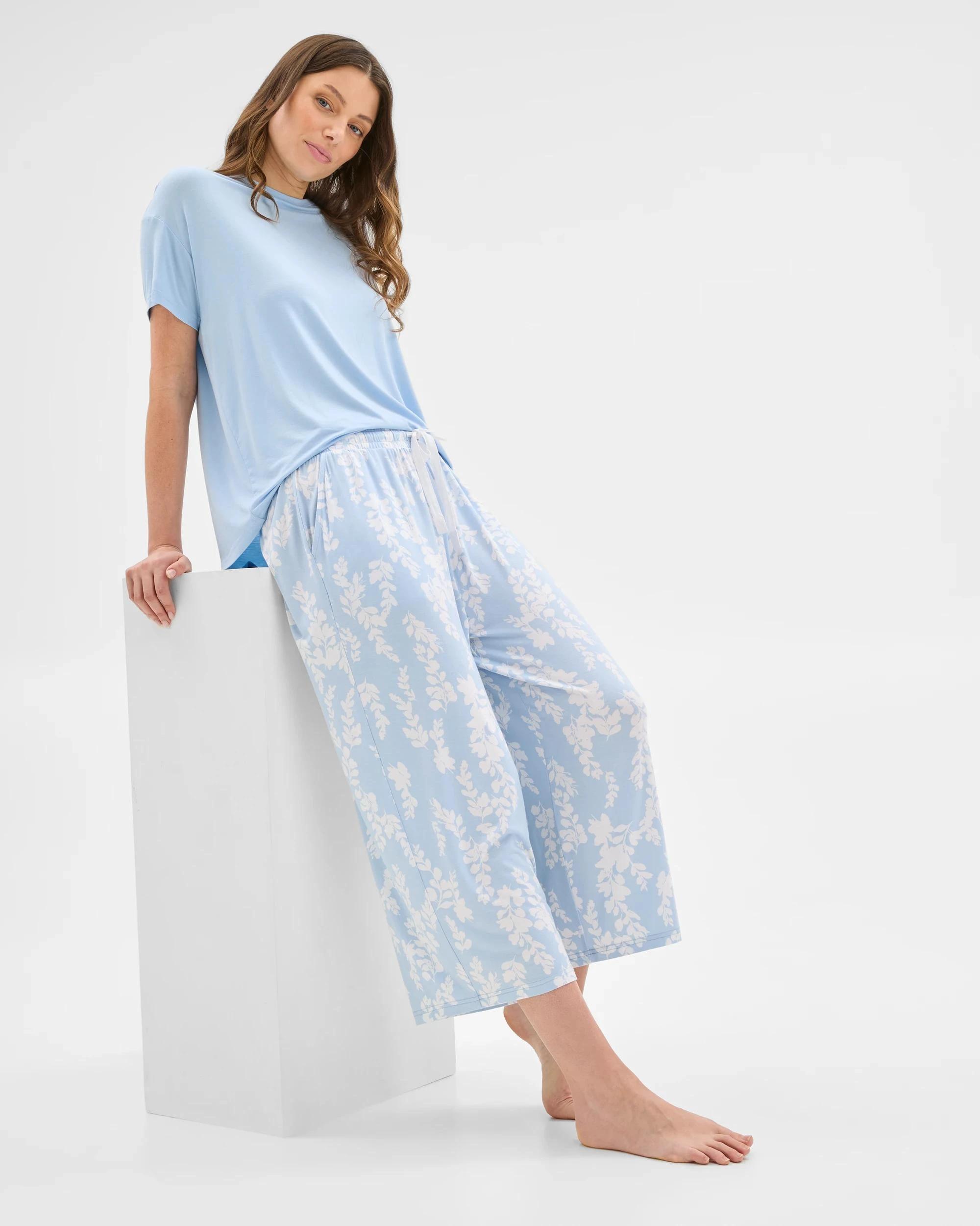 1 Target Woman Soft Comfort Bamboo Culotte Sleep Pants BLUE WISTERIA, 1 of 6