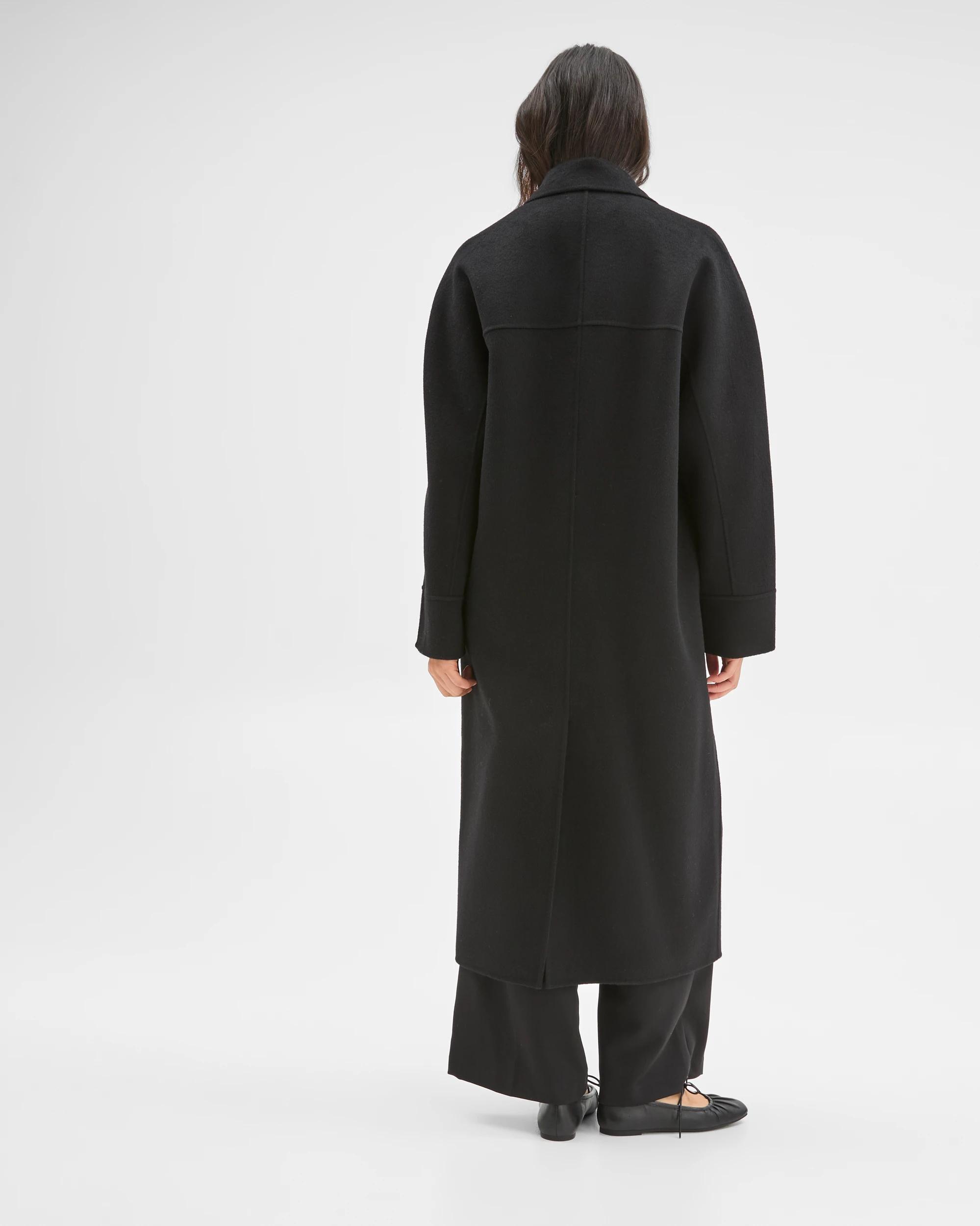 6 Preview Wool Blend Double Breasted Cocoon Coat BLACK, 6 of 7