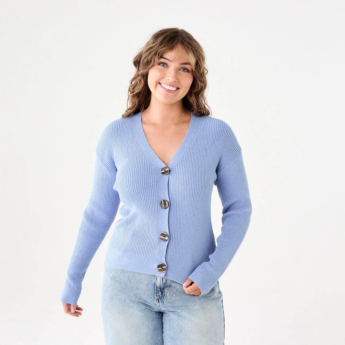 1 Textured V-Neck Cardigan HERON, 1 of 6