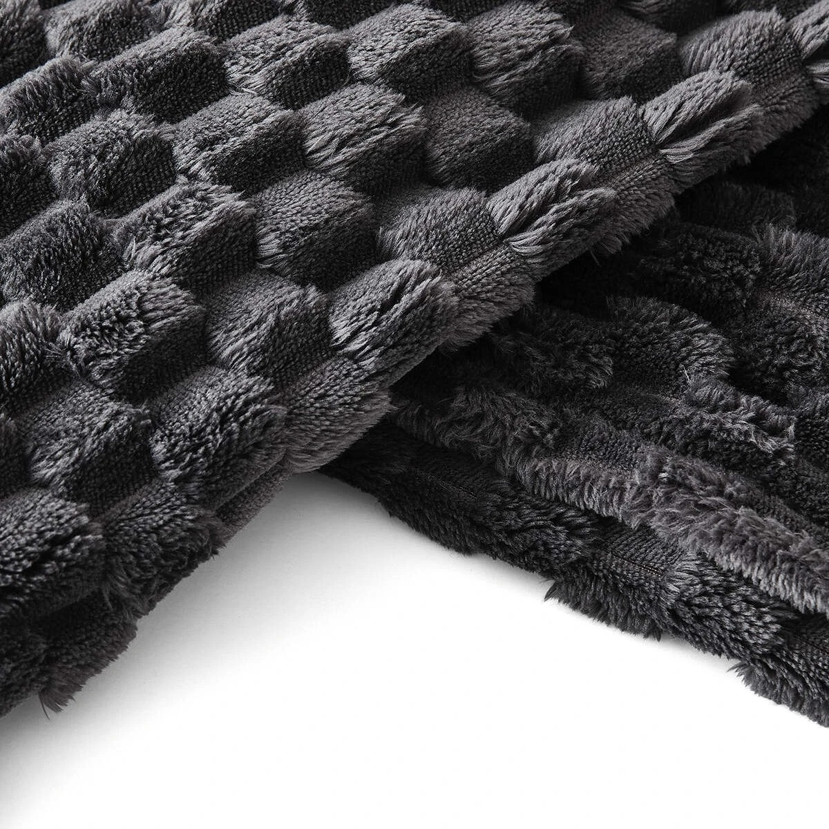 6 Soft Jacquard Blanket - Double/Queen Bed, Charcoal, 6 of 6