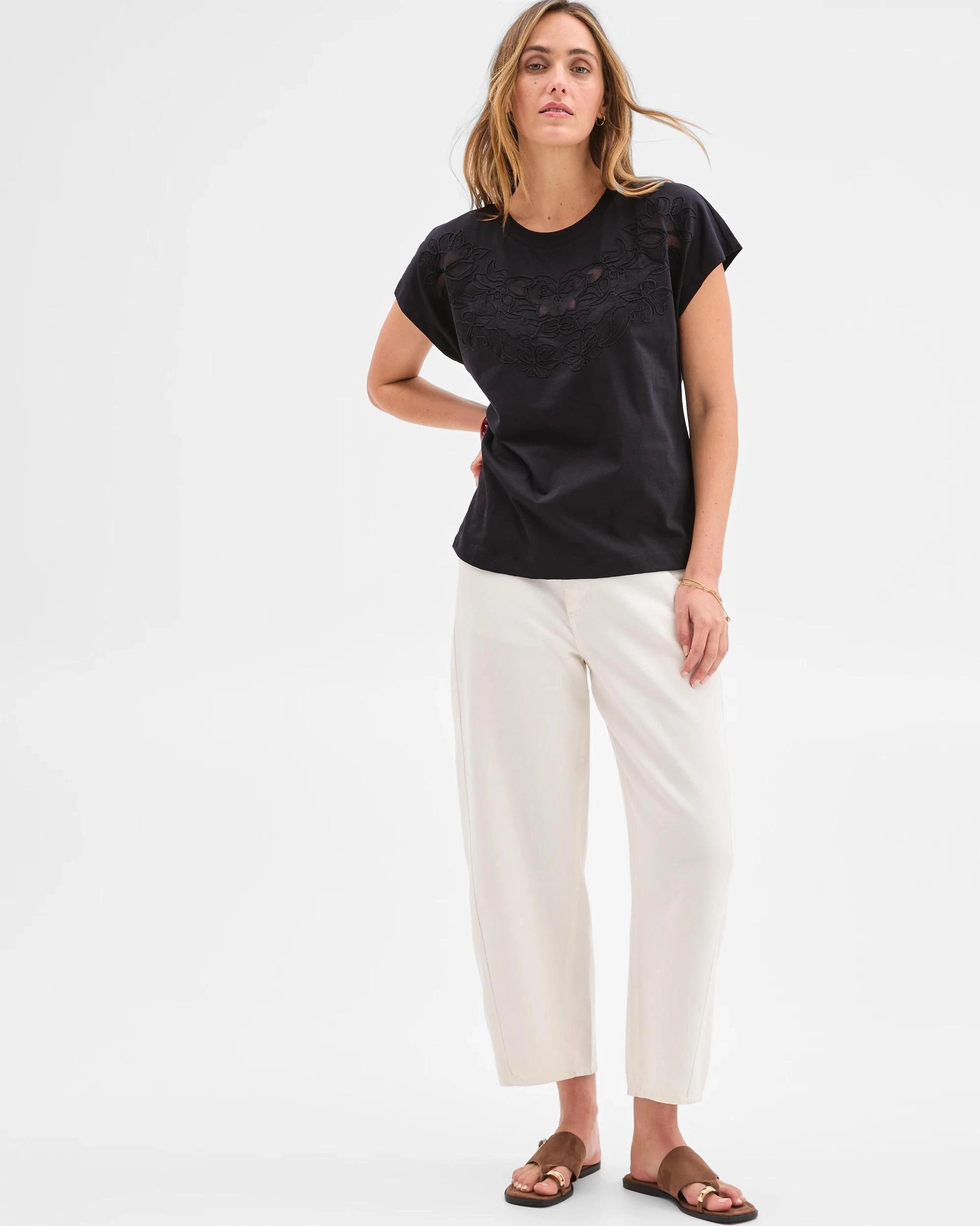 2 Target Australian Cotton Embroidery T-Shirt BLACK, 2 of 5