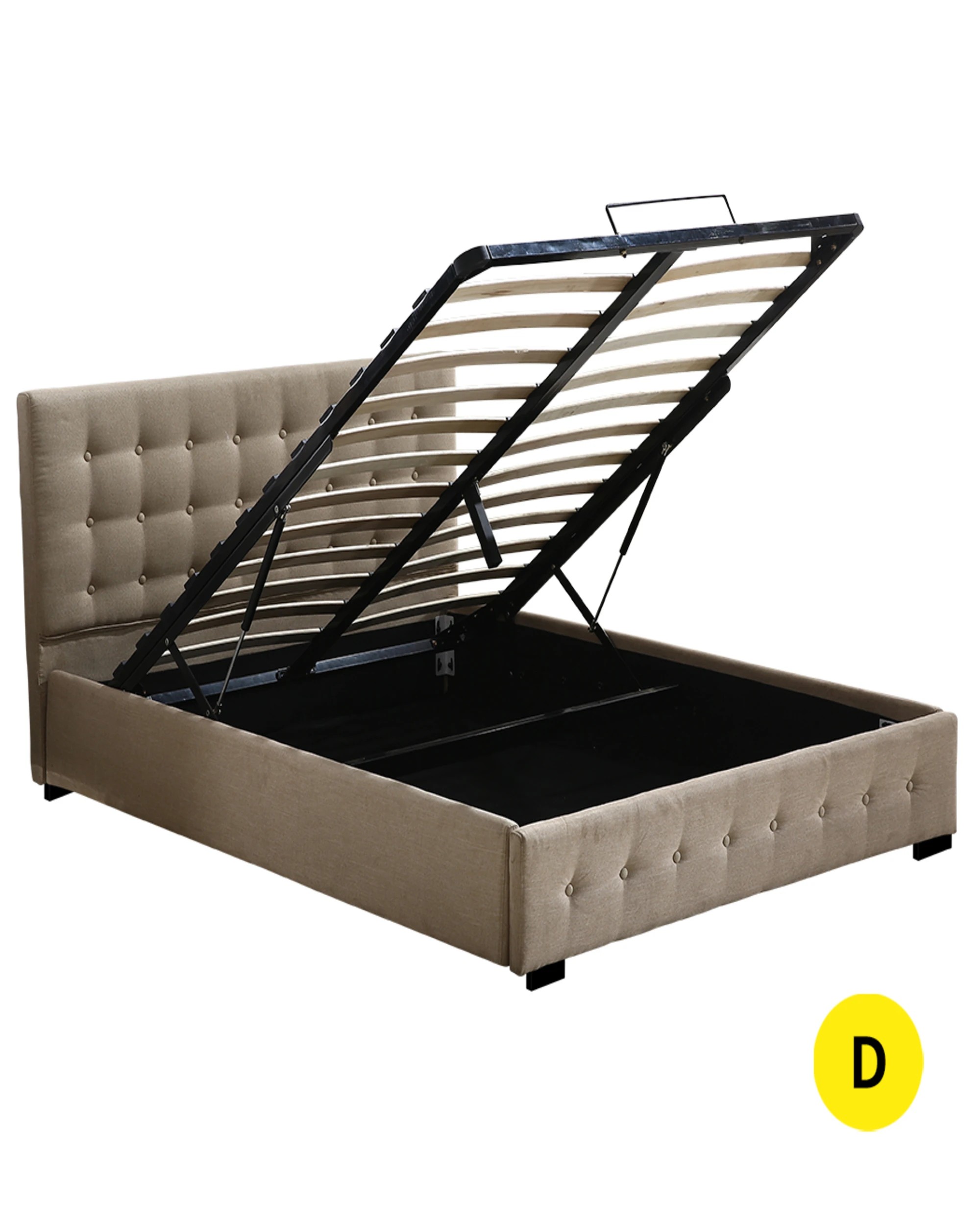 2 Levede Fabric Double Bed Frame - Beige, 2 of 7