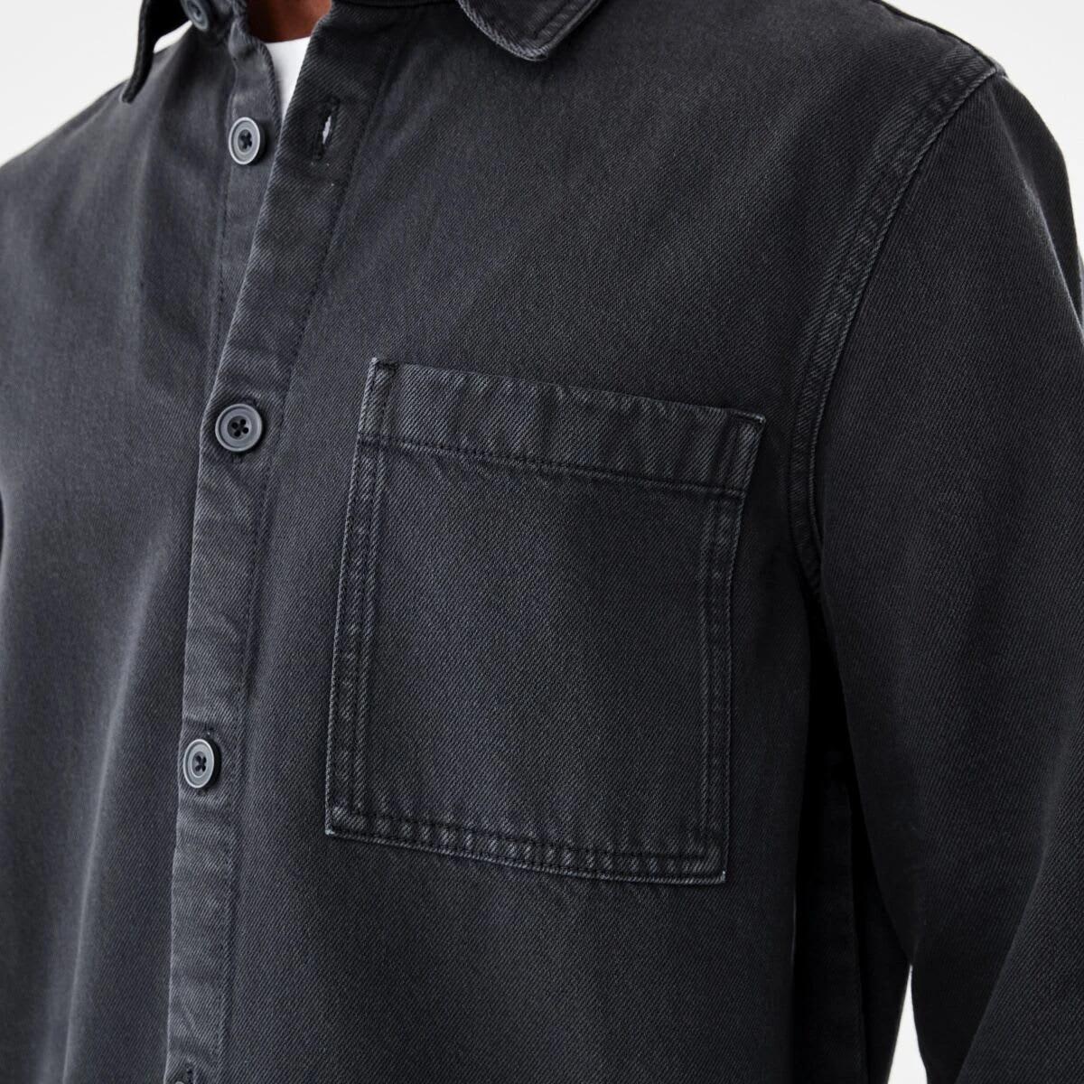 7 Long Sleeve Denim Overshirt WASHED BLACK, 7 of 7