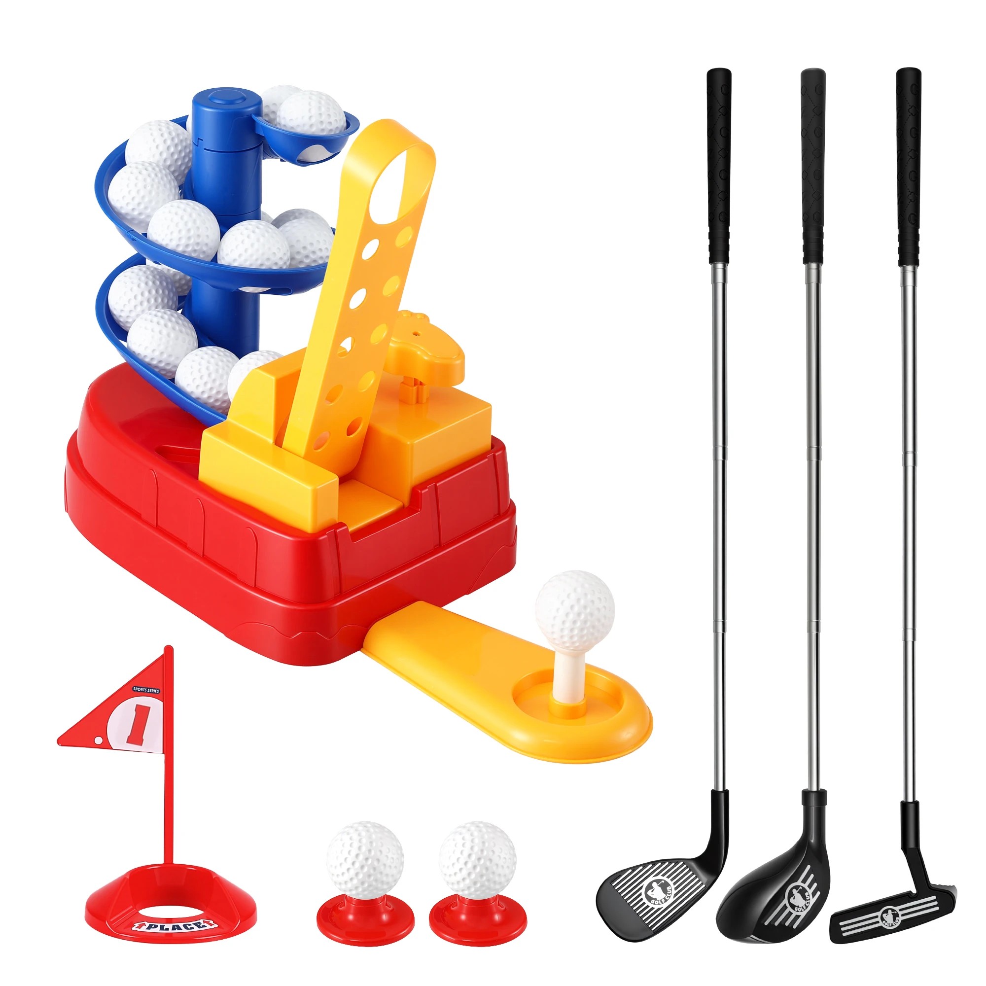 4 Keezi Kids Golf Toy Set with 20 Balls & 3 Clubs Indoor Outdoor Sports Game for Boys Girls Ages 3-8 - Blue, 4 of 7