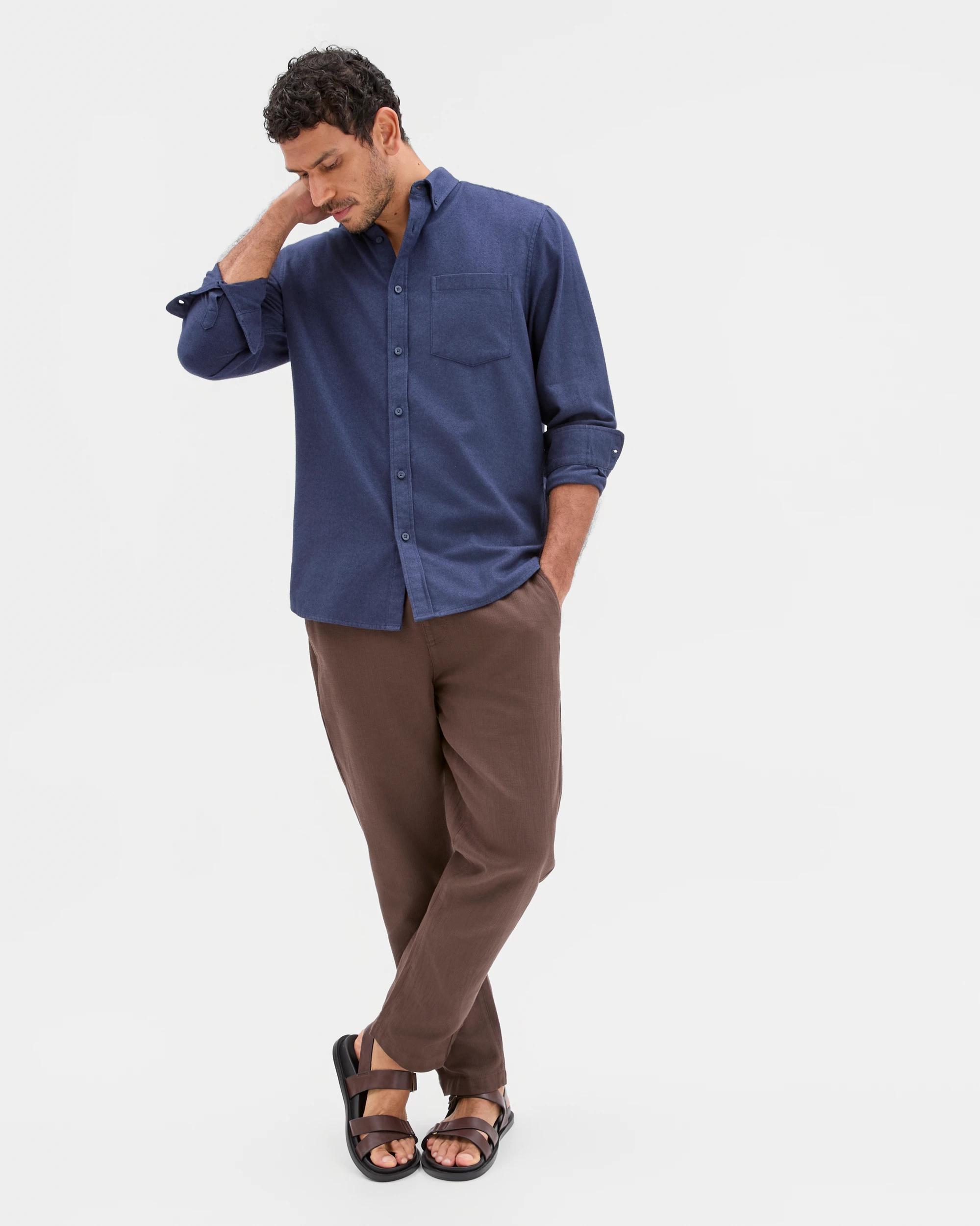 1 Target Australian Cotton Long Sleeve Oxford Shirt NAVY, 1 of 6