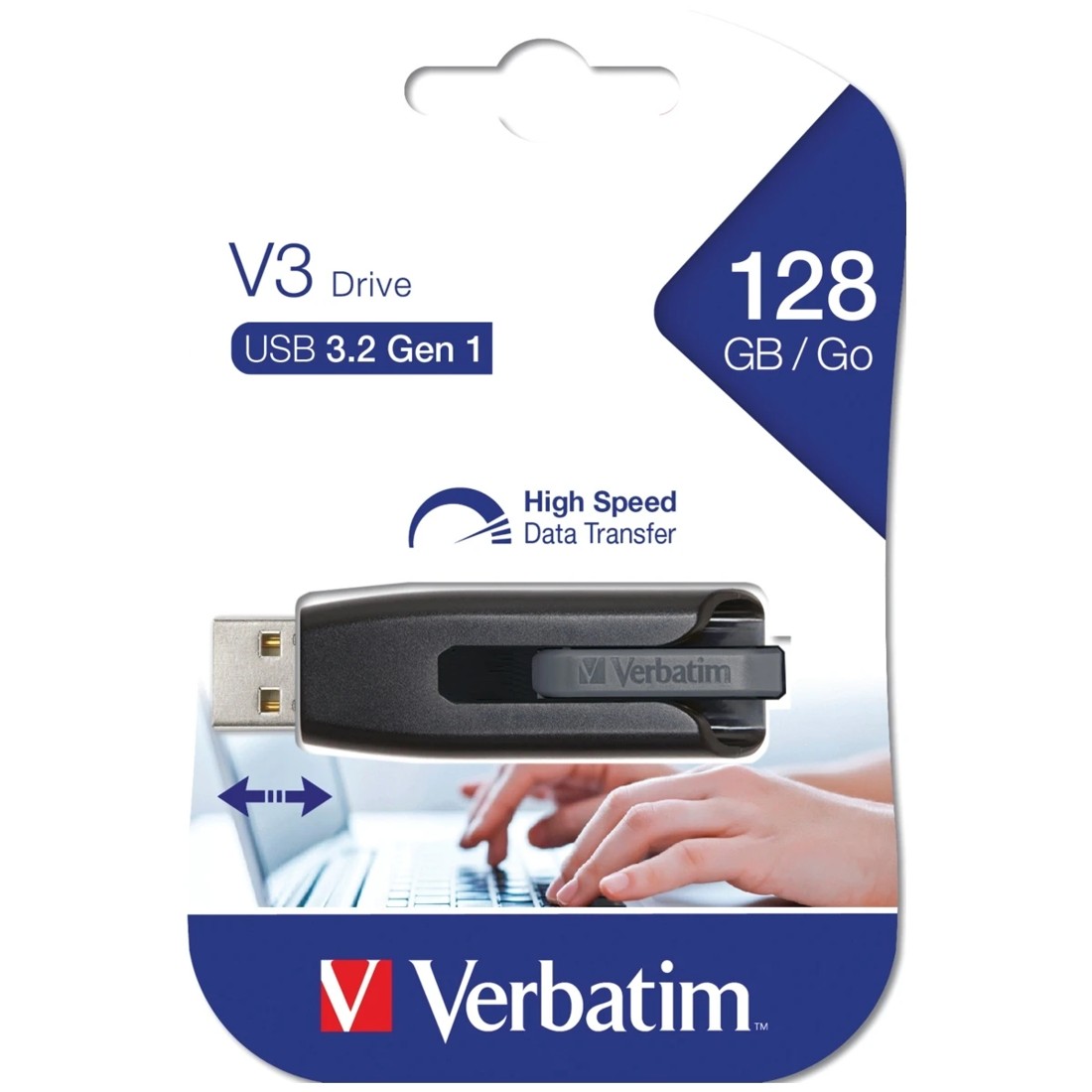 1 128GB Verbatim V3 USB Drive - Black, 1 of 3