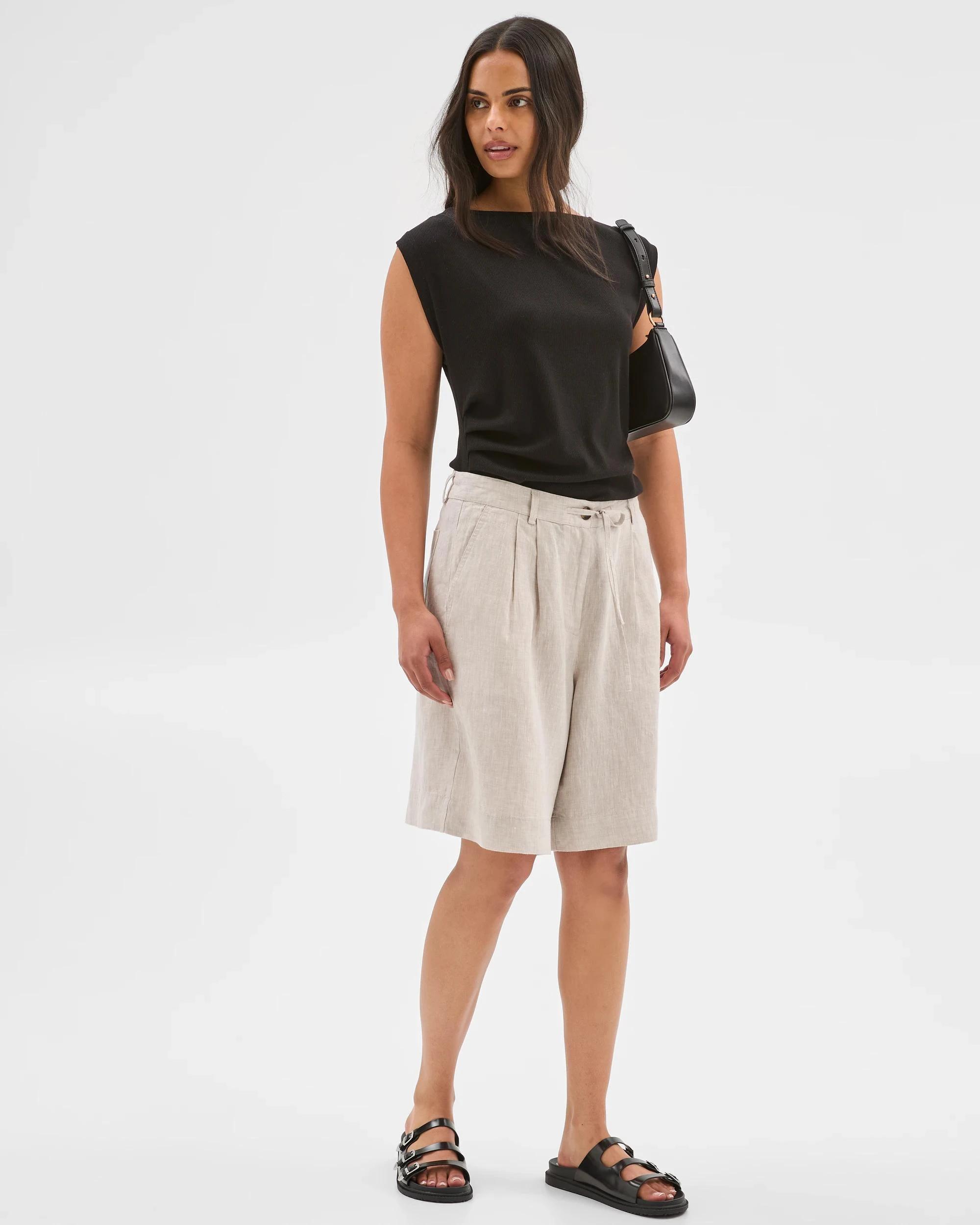 3 Target European Linen Bermuda Shorts FLAX, 3 of 6