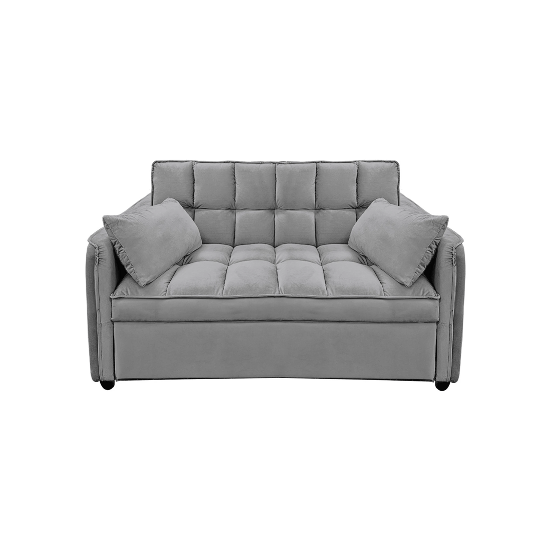 2 Sarantino Quincy 2-seater Velvet Sofa Bed In Dark Grey With Wooden Frame And Tufted Design, 2 of 9