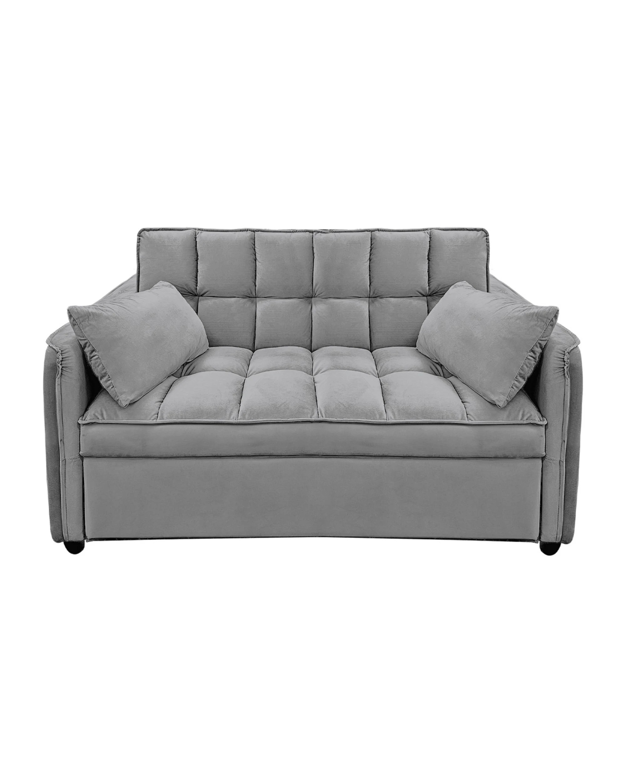 2 Sarantino Quincy 2-seater Velvet Sofa Bed In Dark Grey With Wooden Frame And Tufted Design, 2 of 9