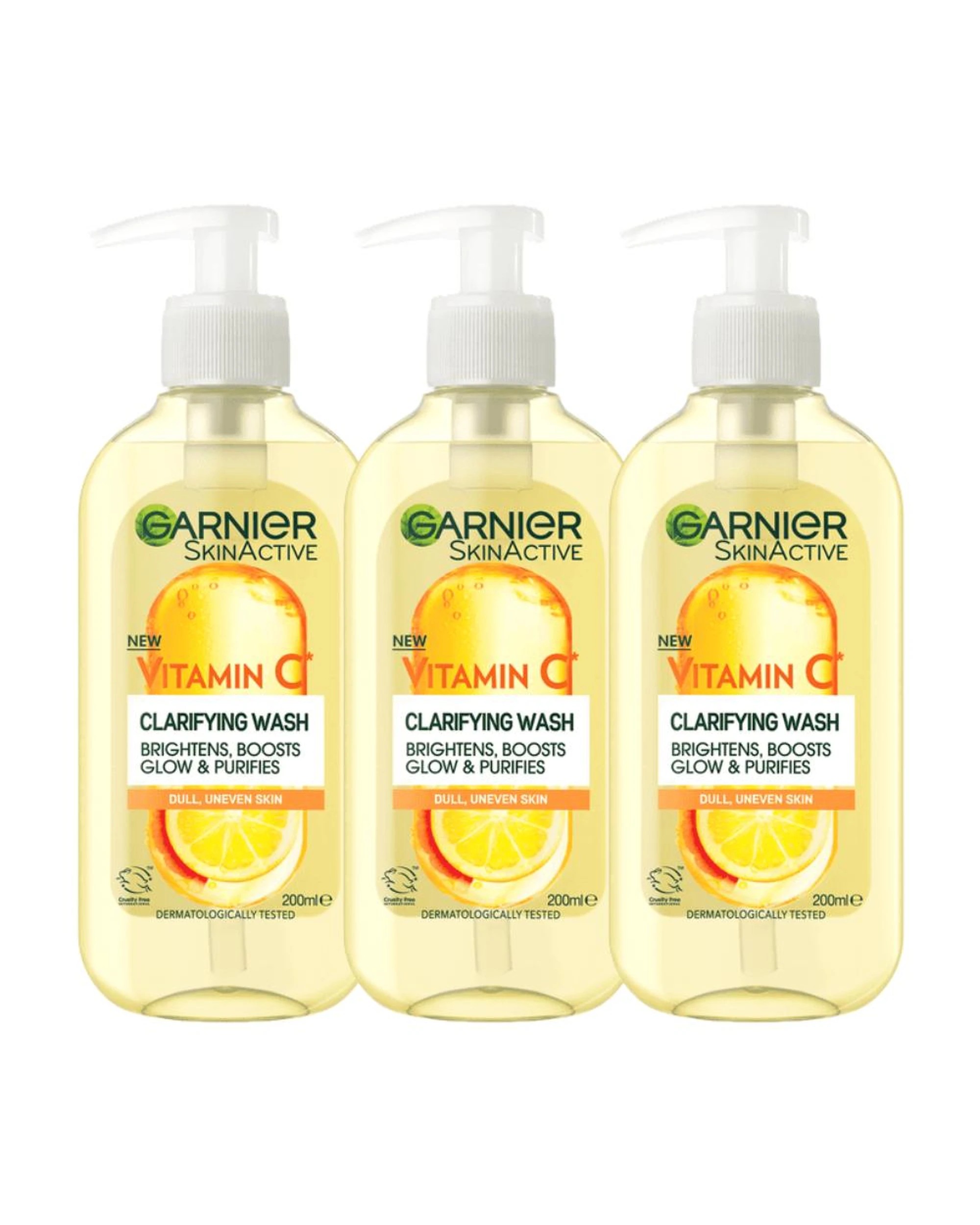 1 3 x Garnier SkinActive Vitamin C Clarifying Wash 200mL, 1 of 2