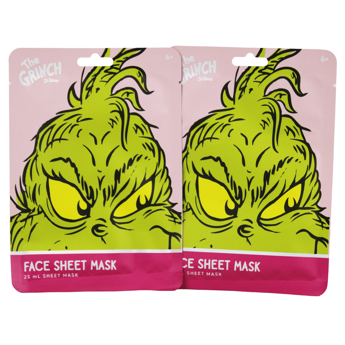 1 2 Pack Dr. Seuss' The Grinch Face Sheet Mask 25ml - Cucumber Scent, 1 of 3