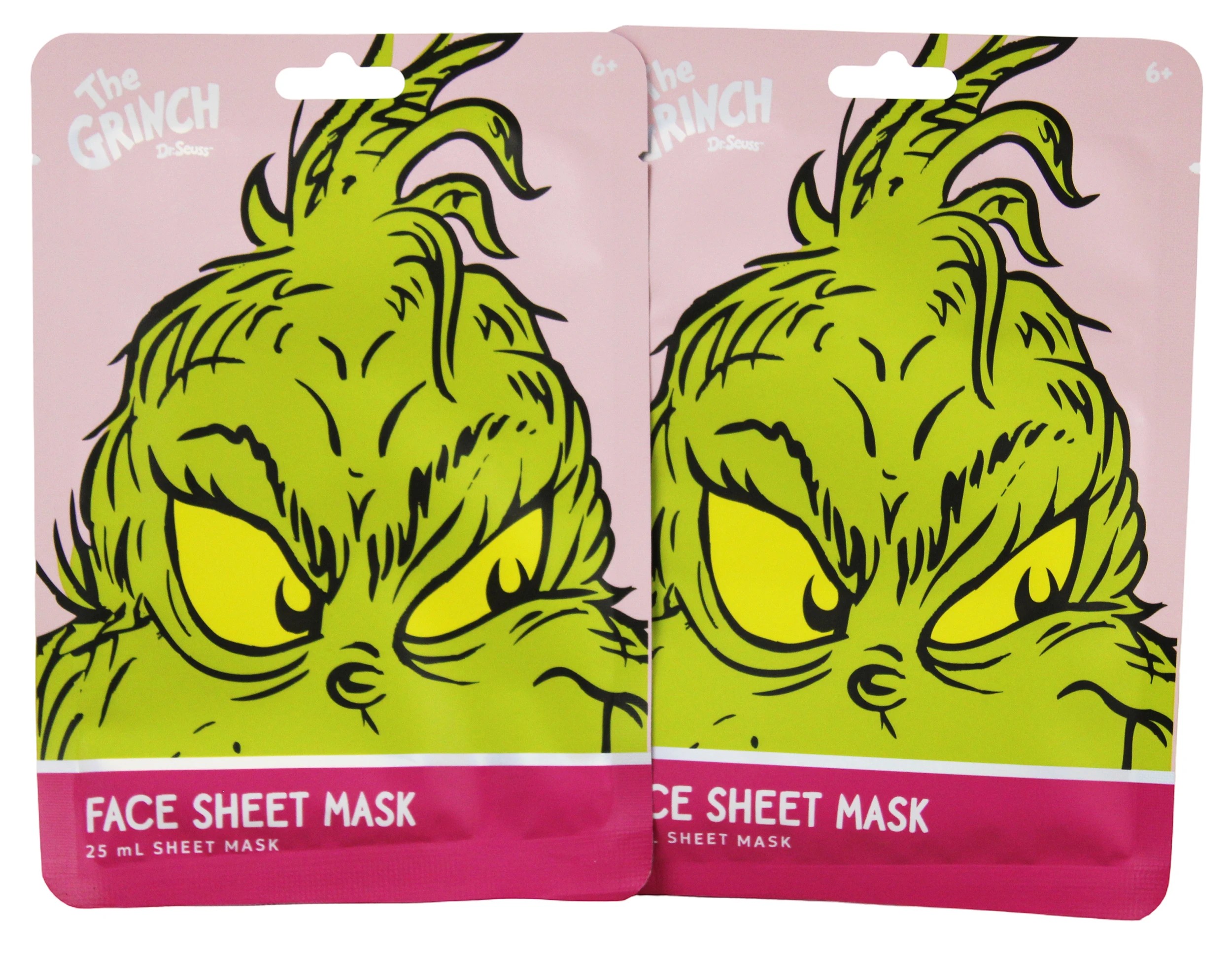 1 2 Pack Dr. Seuss' The Grinch Face Sheet Mask 25ml - Cucumber Scent, 1 of 3