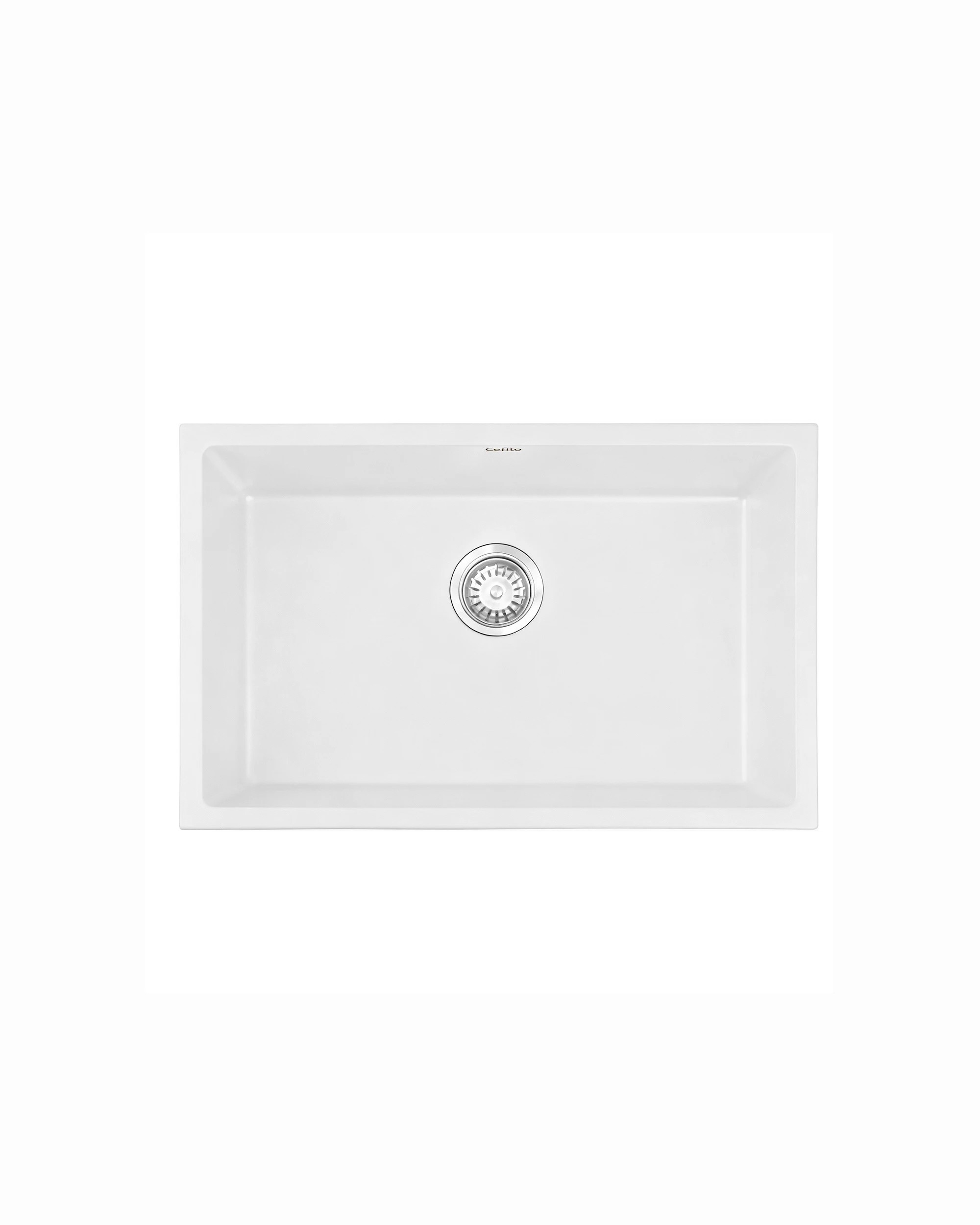 1 Cefito Kitchen Sink 70x45cm Granite Stone Sink Single Bowl - White, 1 of 6