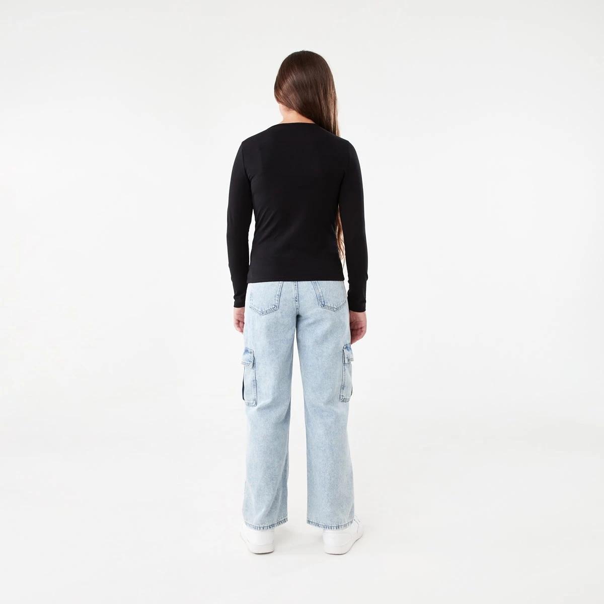 6 Plain Long Sleeve Top Black, 6 of 8