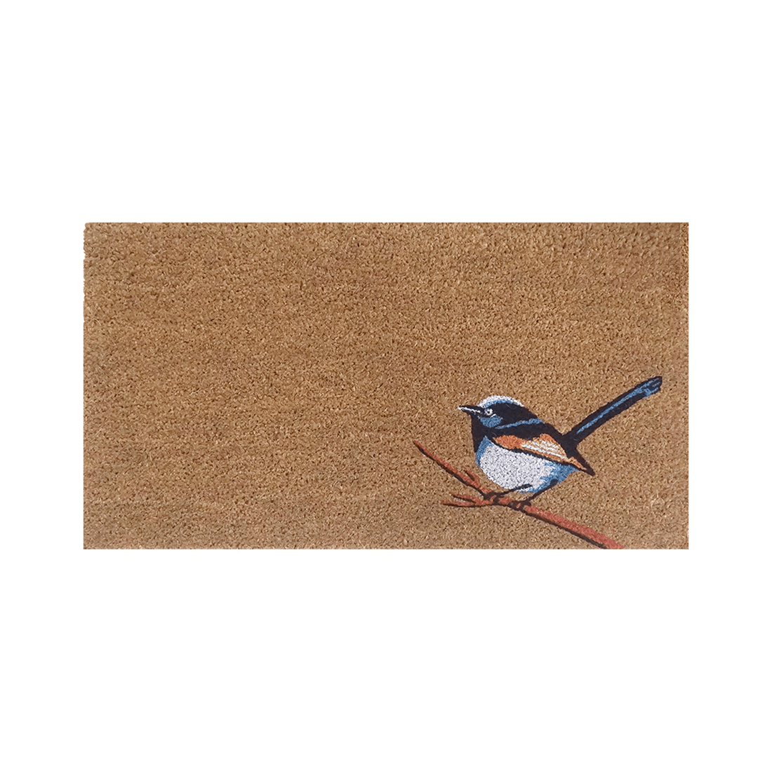 3 Solemate PVC Backed Coir Blue Wren 45x75cm Slim Outdoor Stylish Doormat - Blue, 3 of 3